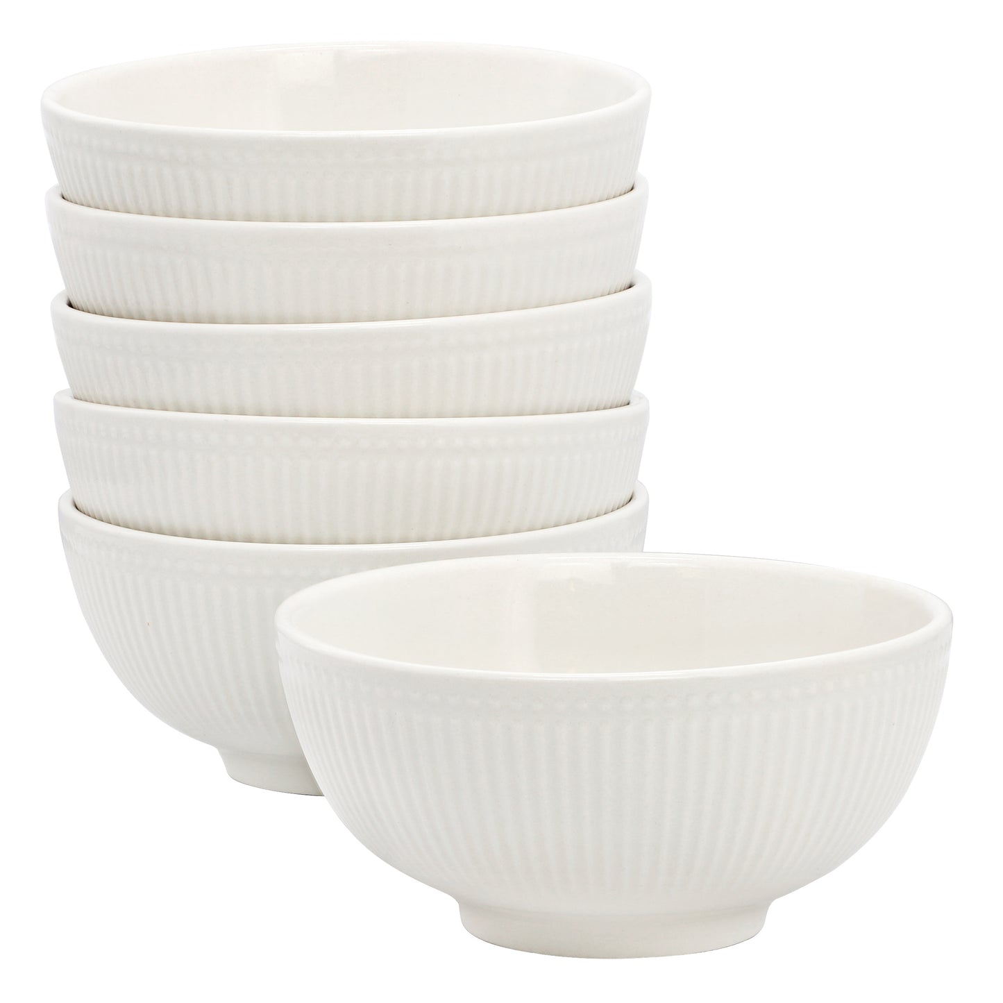 Elama Gretel 6 Piece Round Stoneware Cereal Bowl Set White