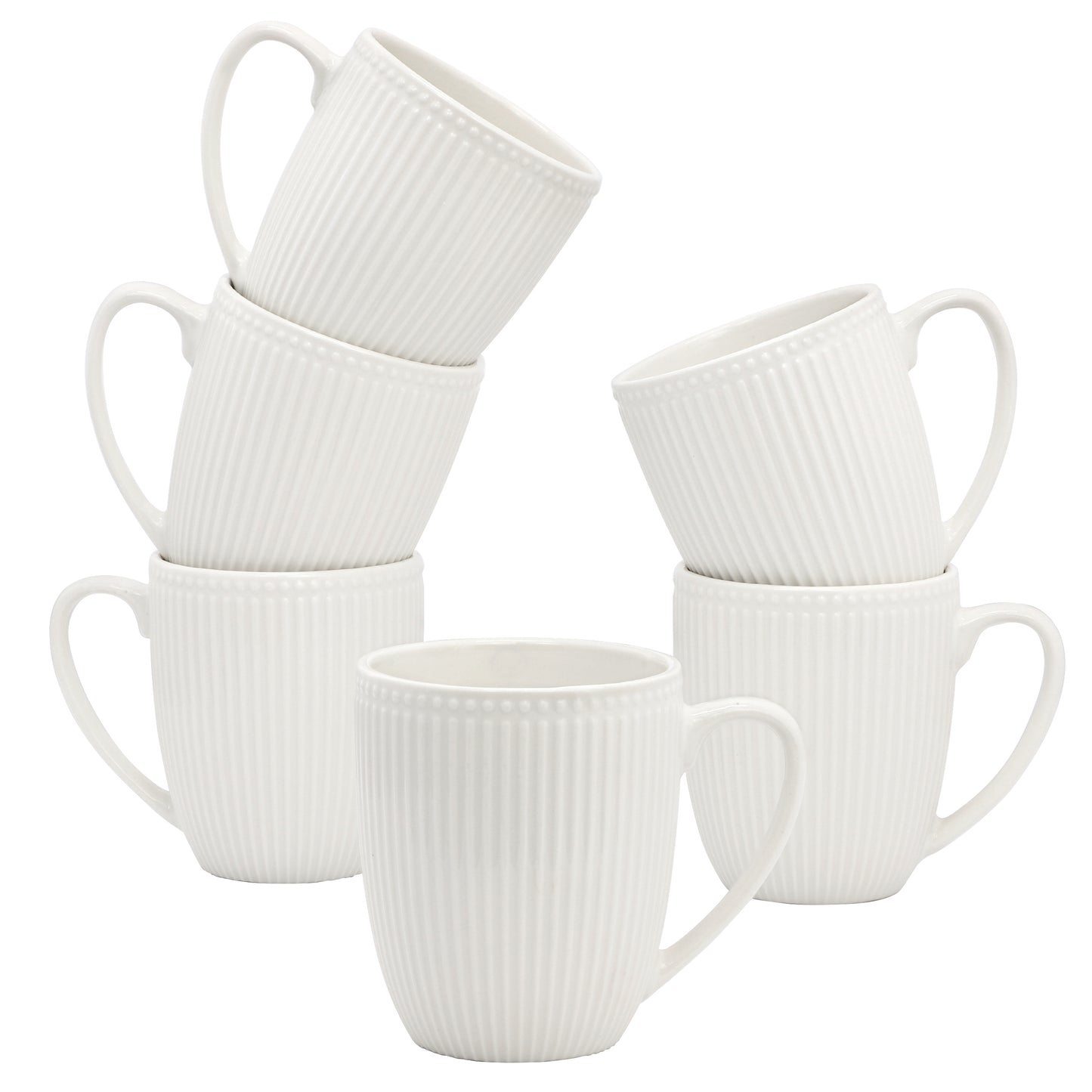 Elama Gretel 6 Piece Round Stoneware 12 oz Mug Set White
