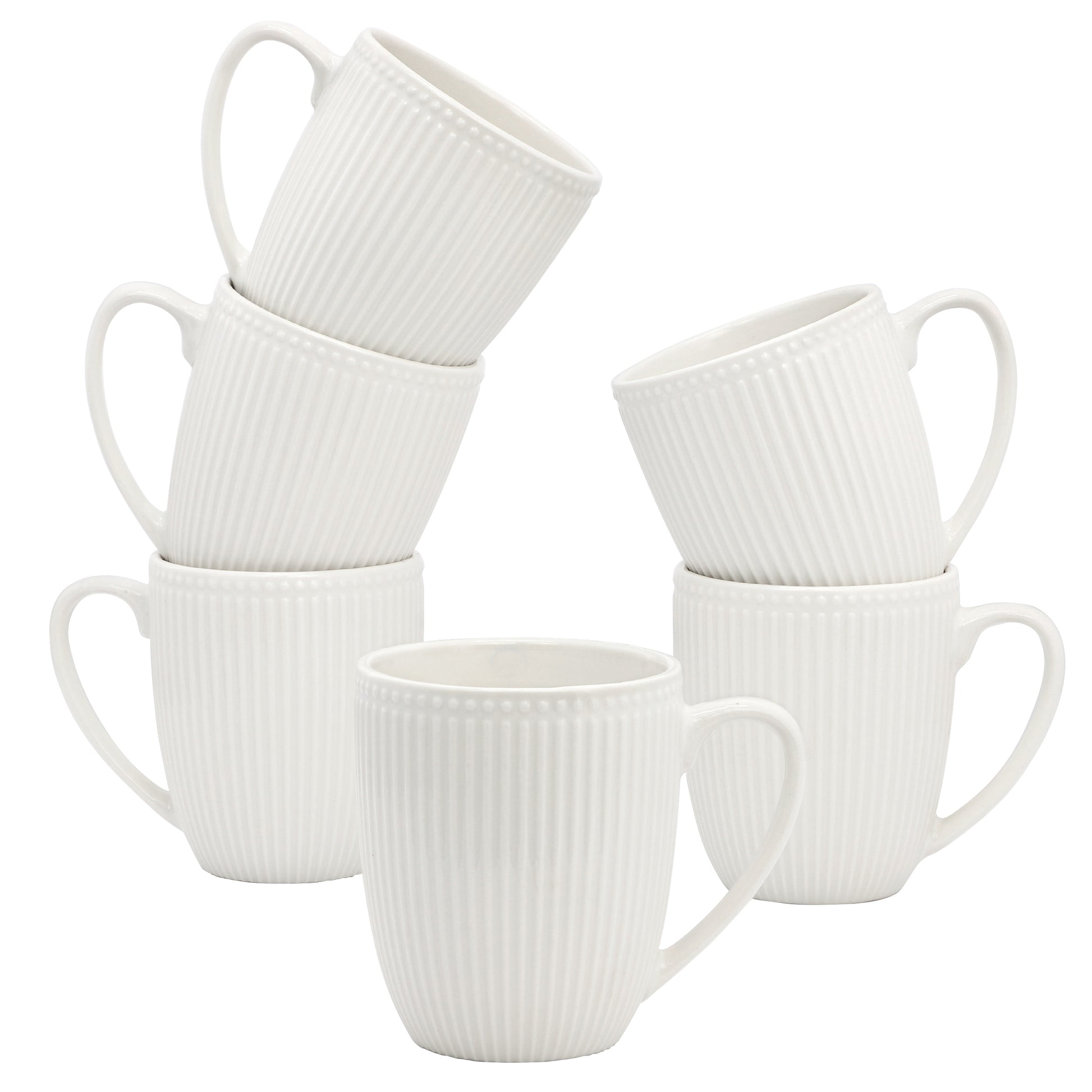 Elama Gretel 6 Piece Round Stoneware 12 oz Mug Set White