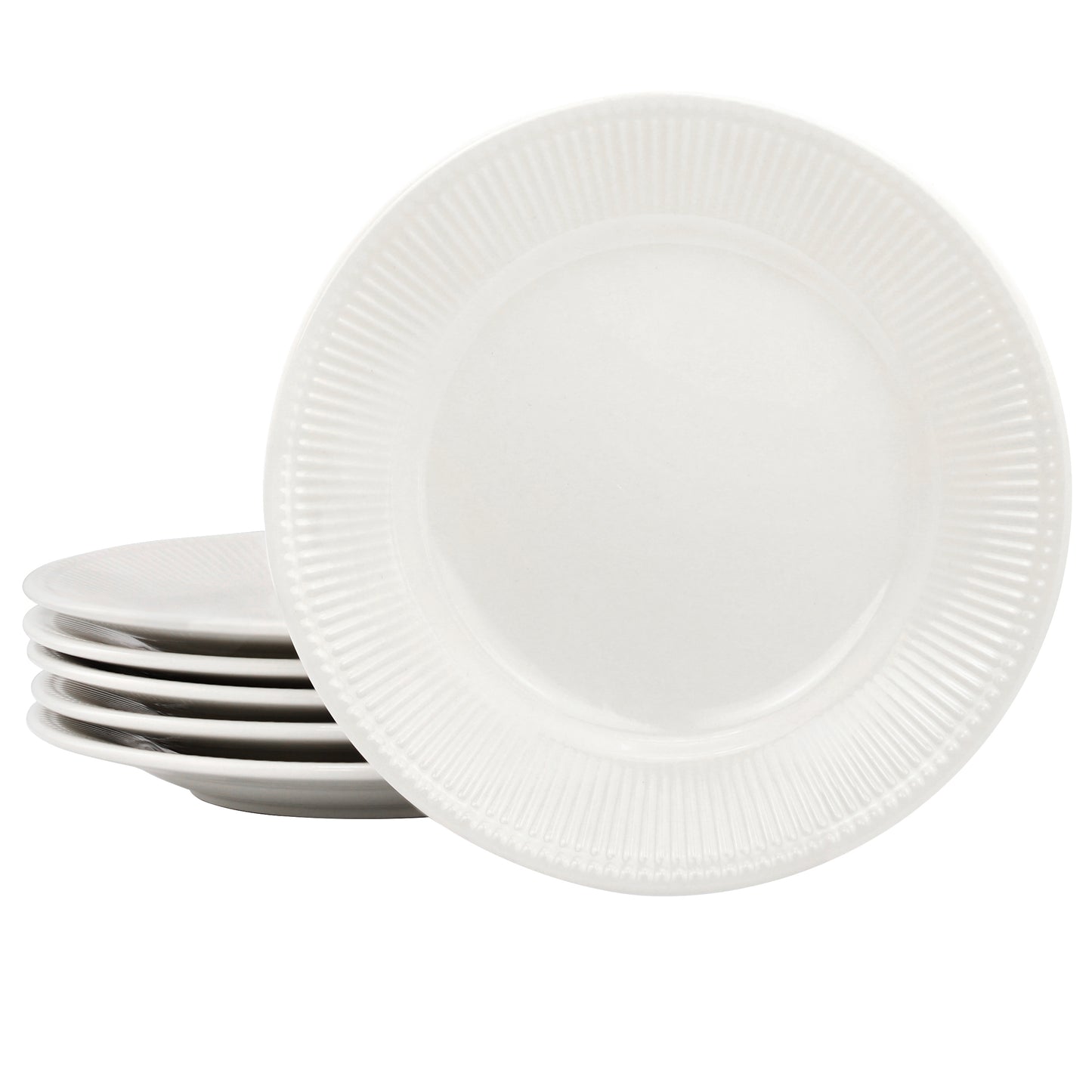 Elama Gretel 6 Piece Round Stoneware Salad Plate Set White