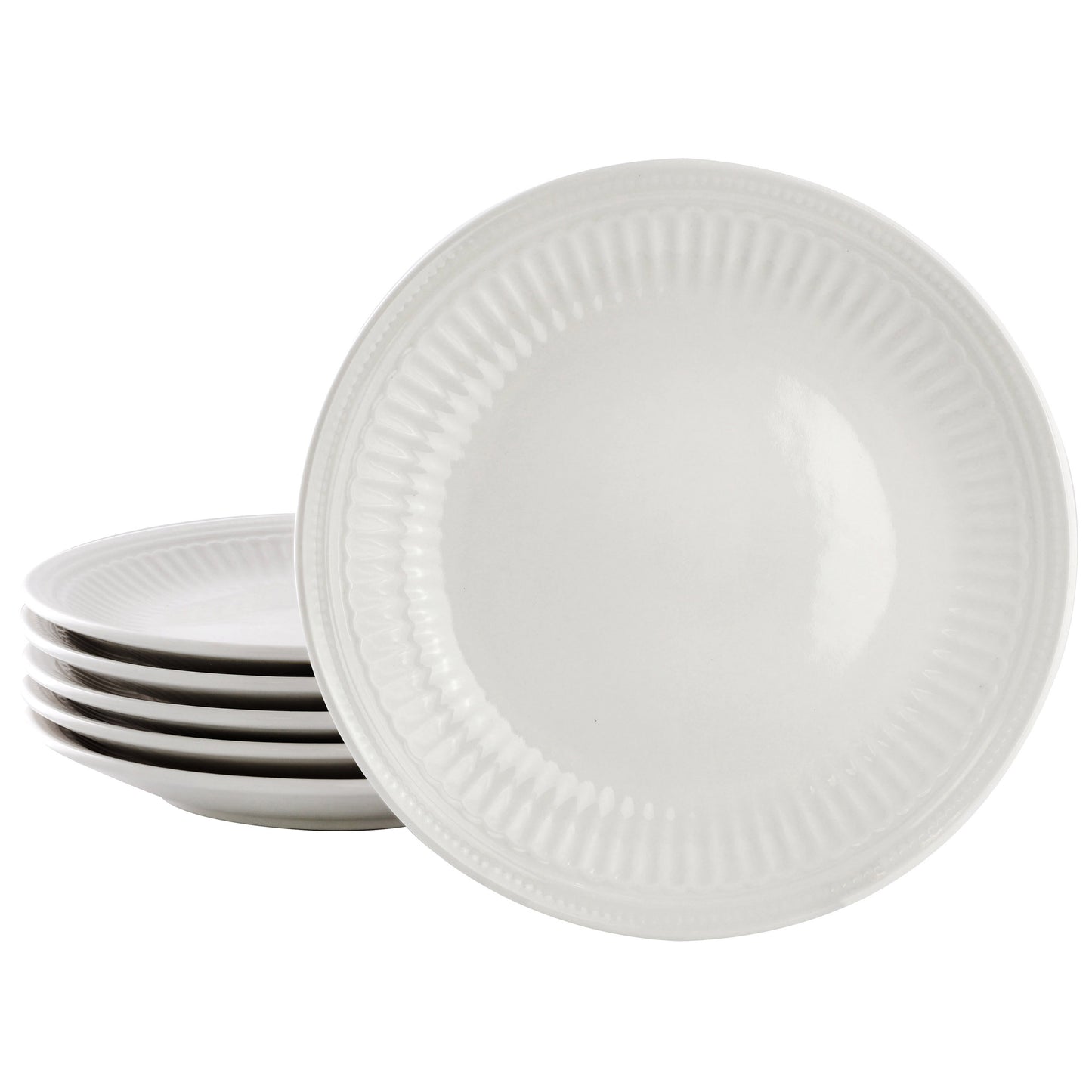 Elama Hansel 6 Piece Embossed Arch Stoneware Salad Plate Set White