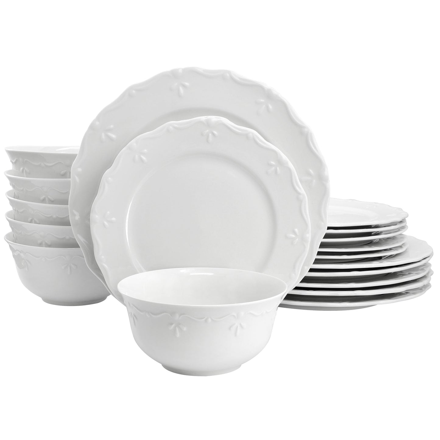 Elama Henryi 18 Piece Porcelain Dinnerware Set White