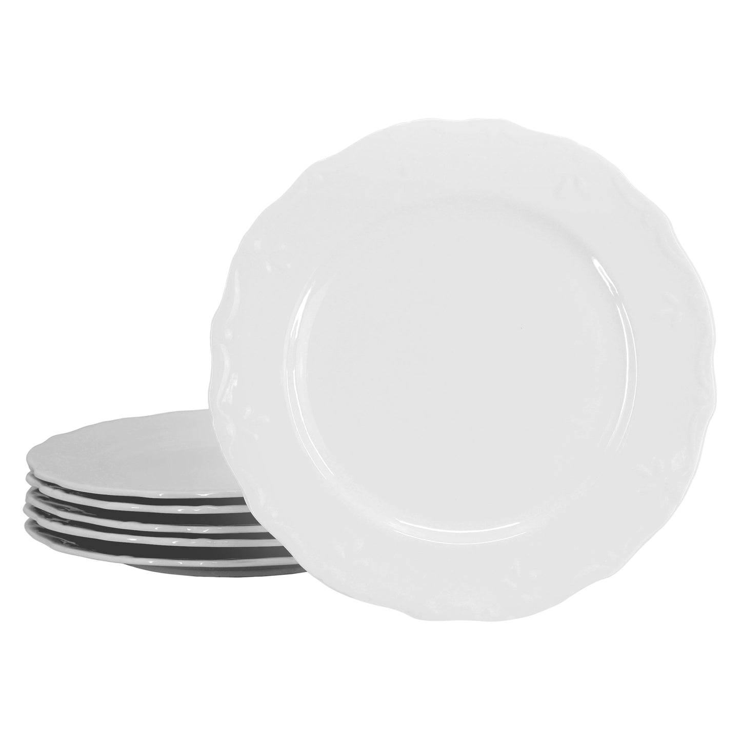 Elama Henryi 6 Piece 10.6" Porcelain Dinner Plate Set White