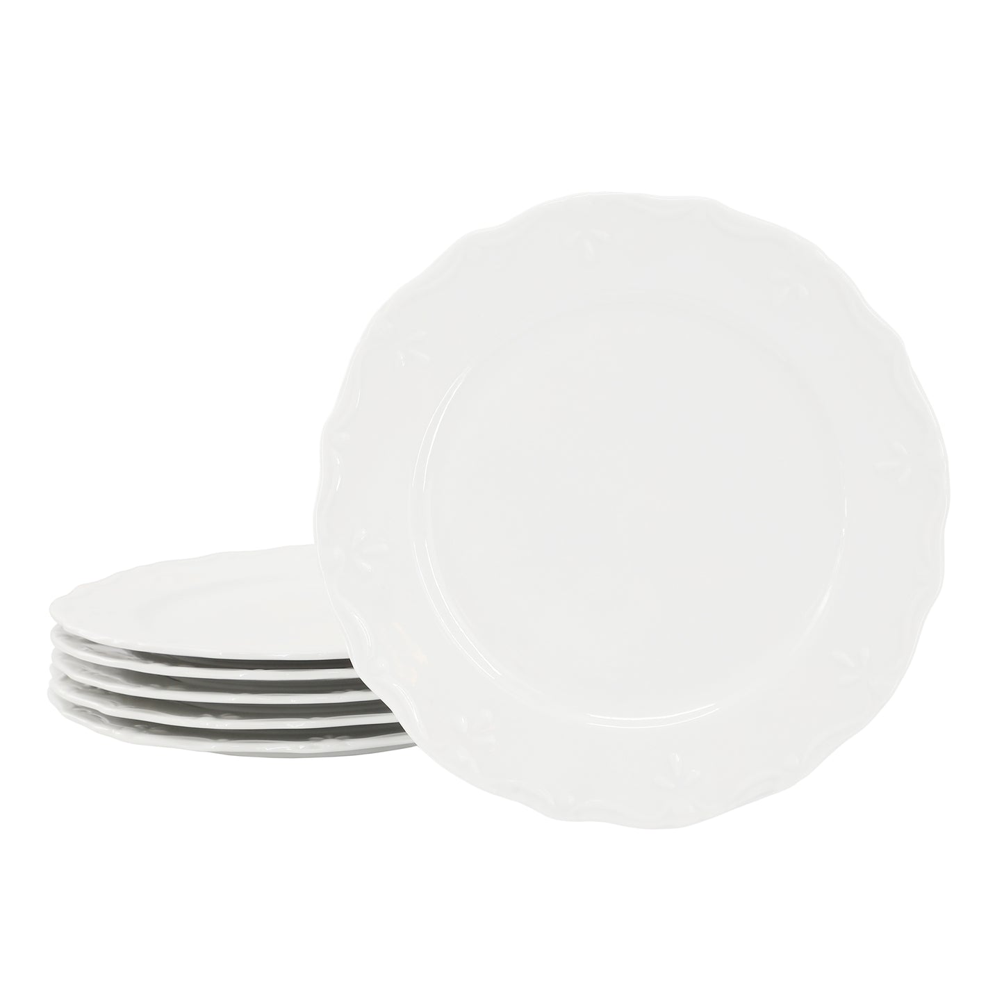 Elama Henryi 6 Piece 8.75" Porcelain Salad Plate Set White