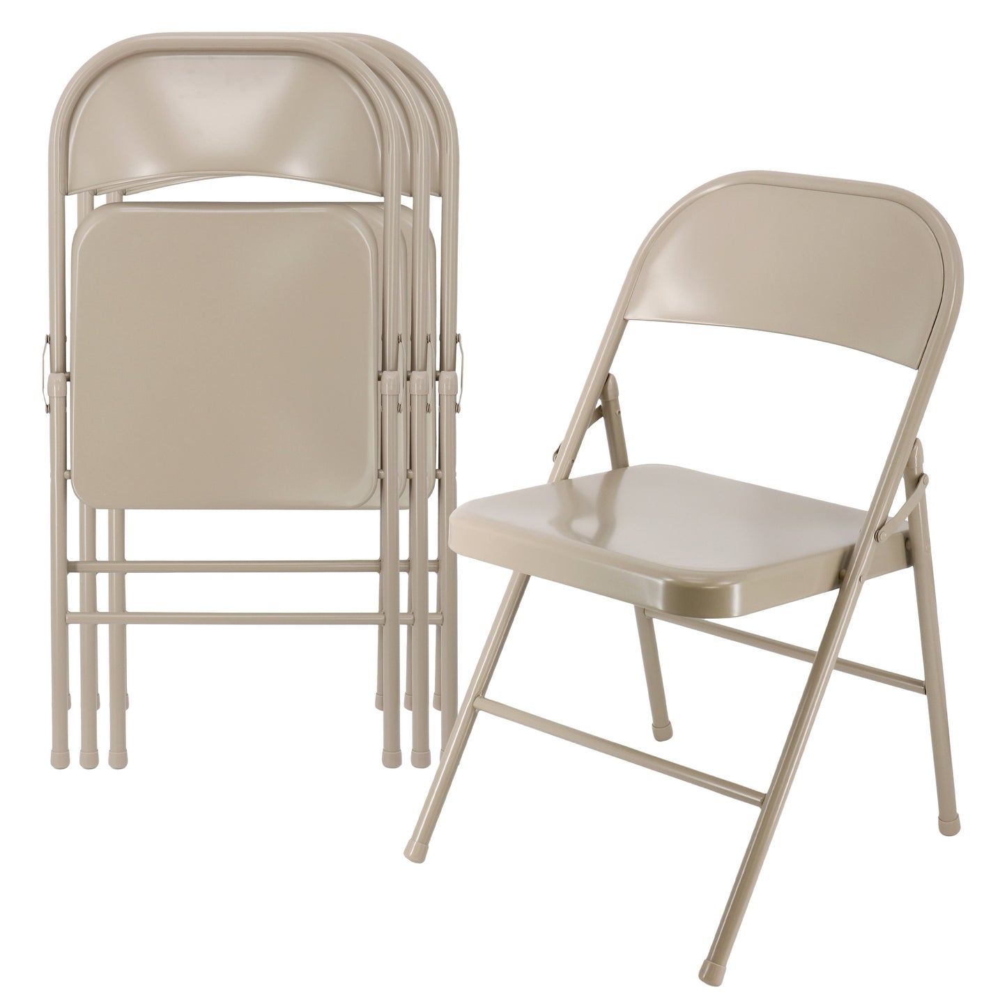 Elama 4 Piece for Indoor & Outdoor Metal Folding Chairs Beige
