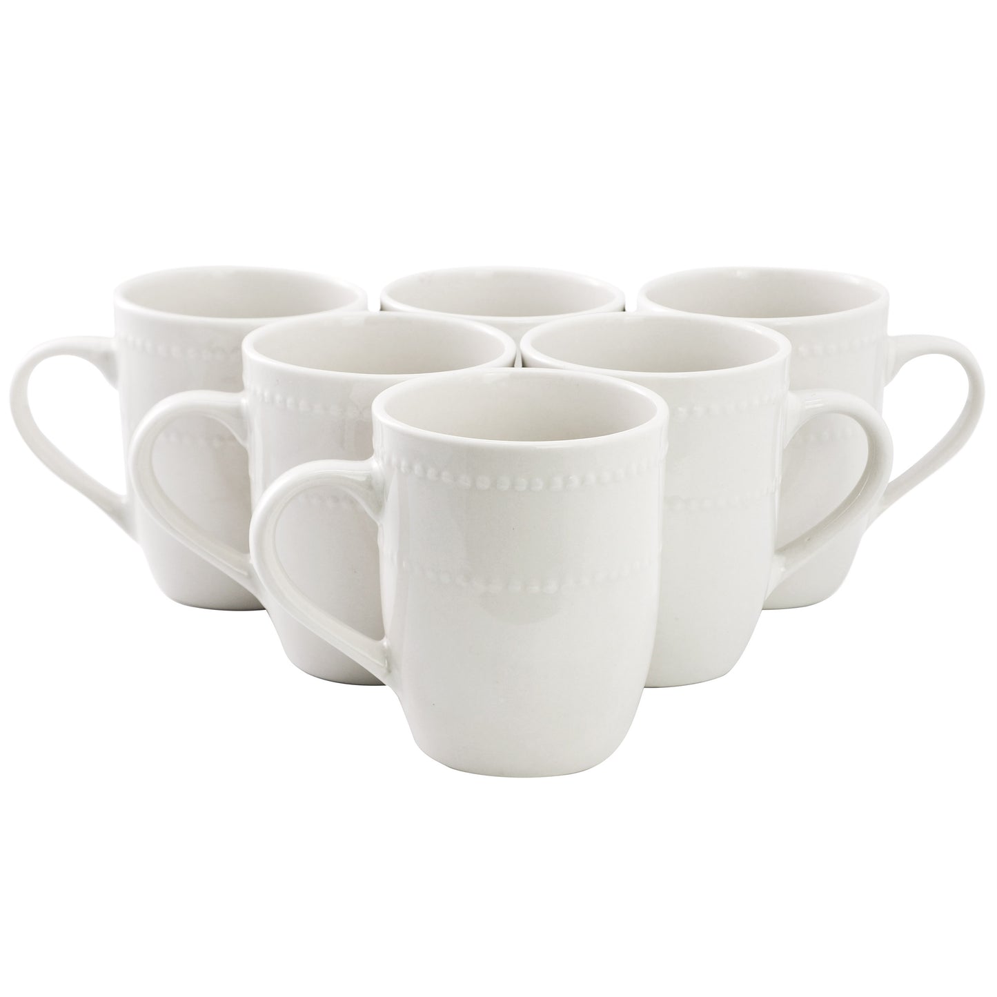 Elama Olevia 6 Piece Embossed Dot Stoneware 12 oz Mug Set White