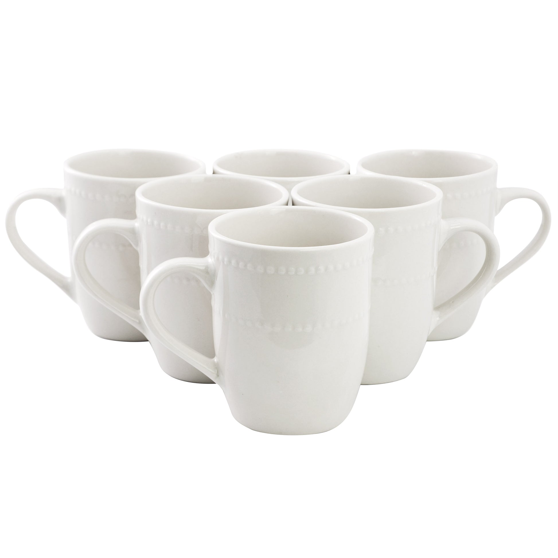 Elama Olevia 6 Piece Embossed Dot Stoneware 12 oz Mug Set White