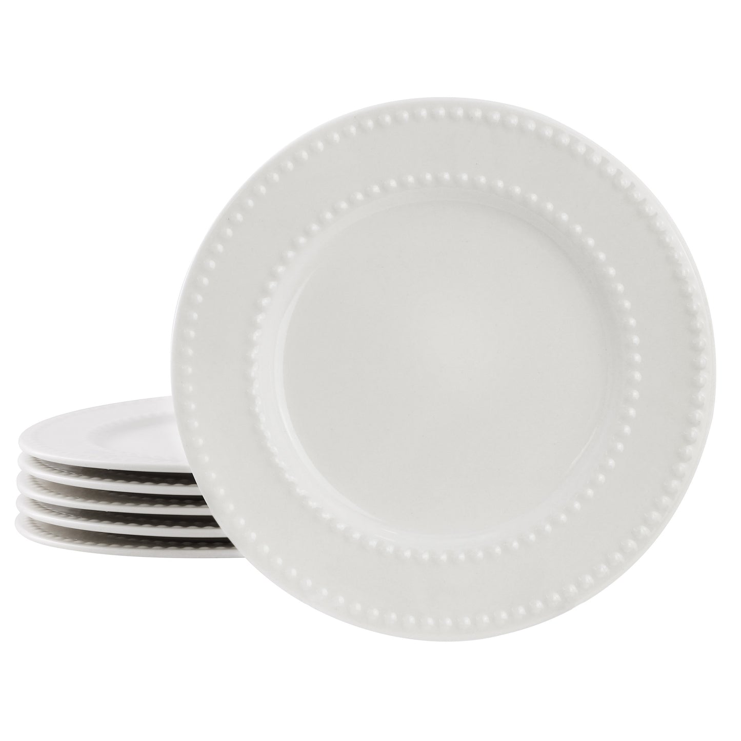 Elama Olevia 6 Piece Embossed Dot Stoneware Salad Plate Set White