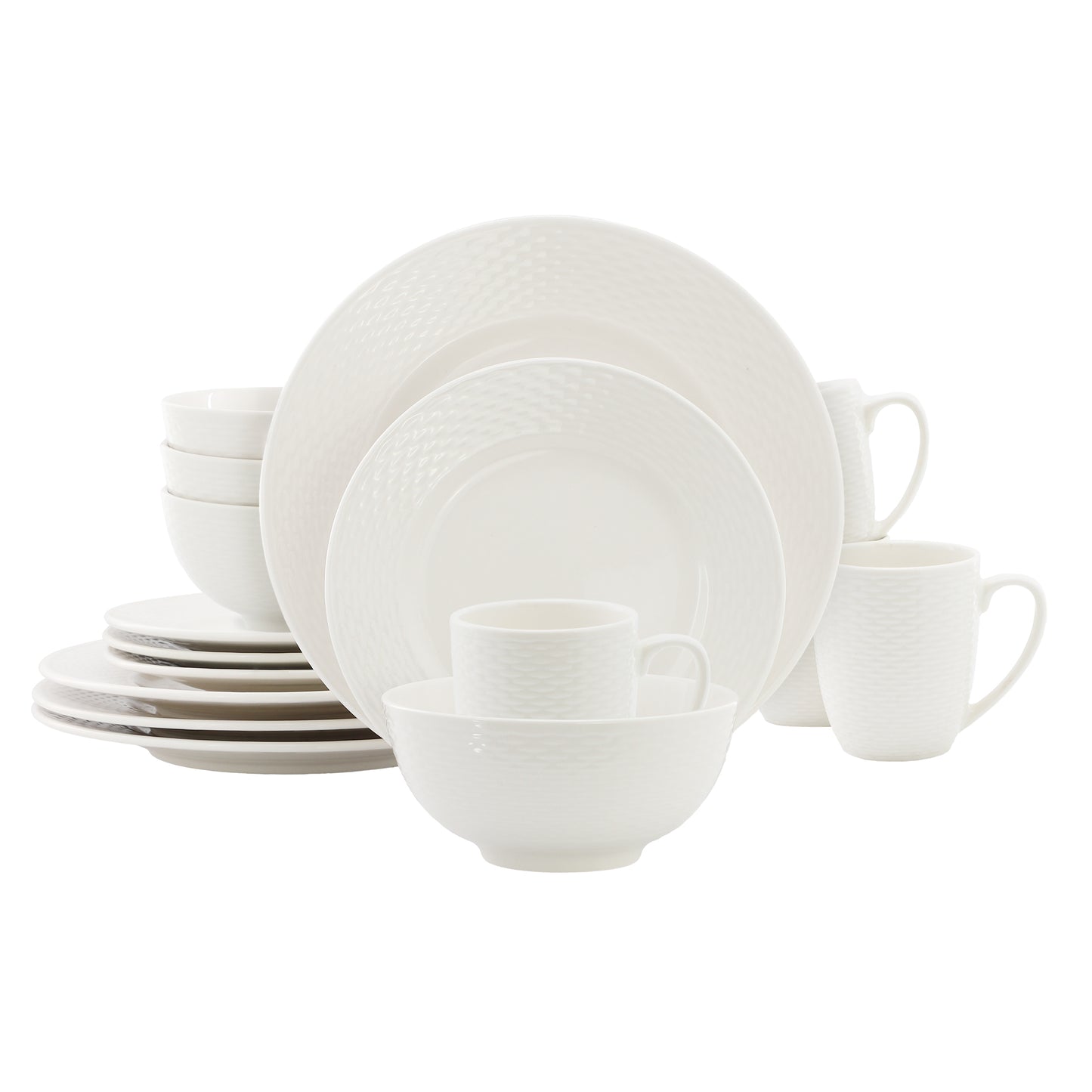 Elama Ophelia 16 Piece Stoneware Dinnerware Set White