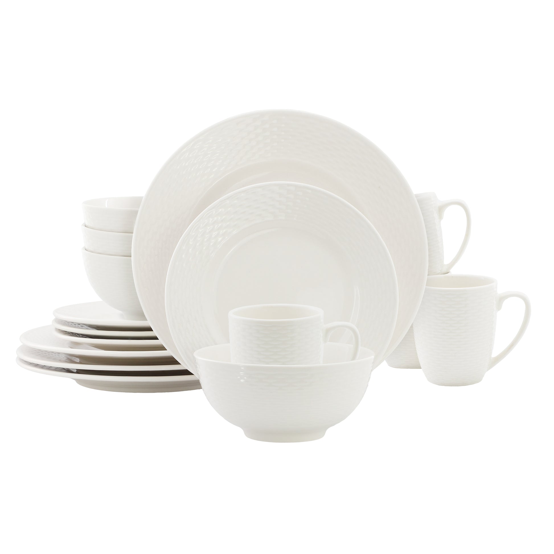 Elama Ophelia 16 Piece Stoneware Dinnerware Set White