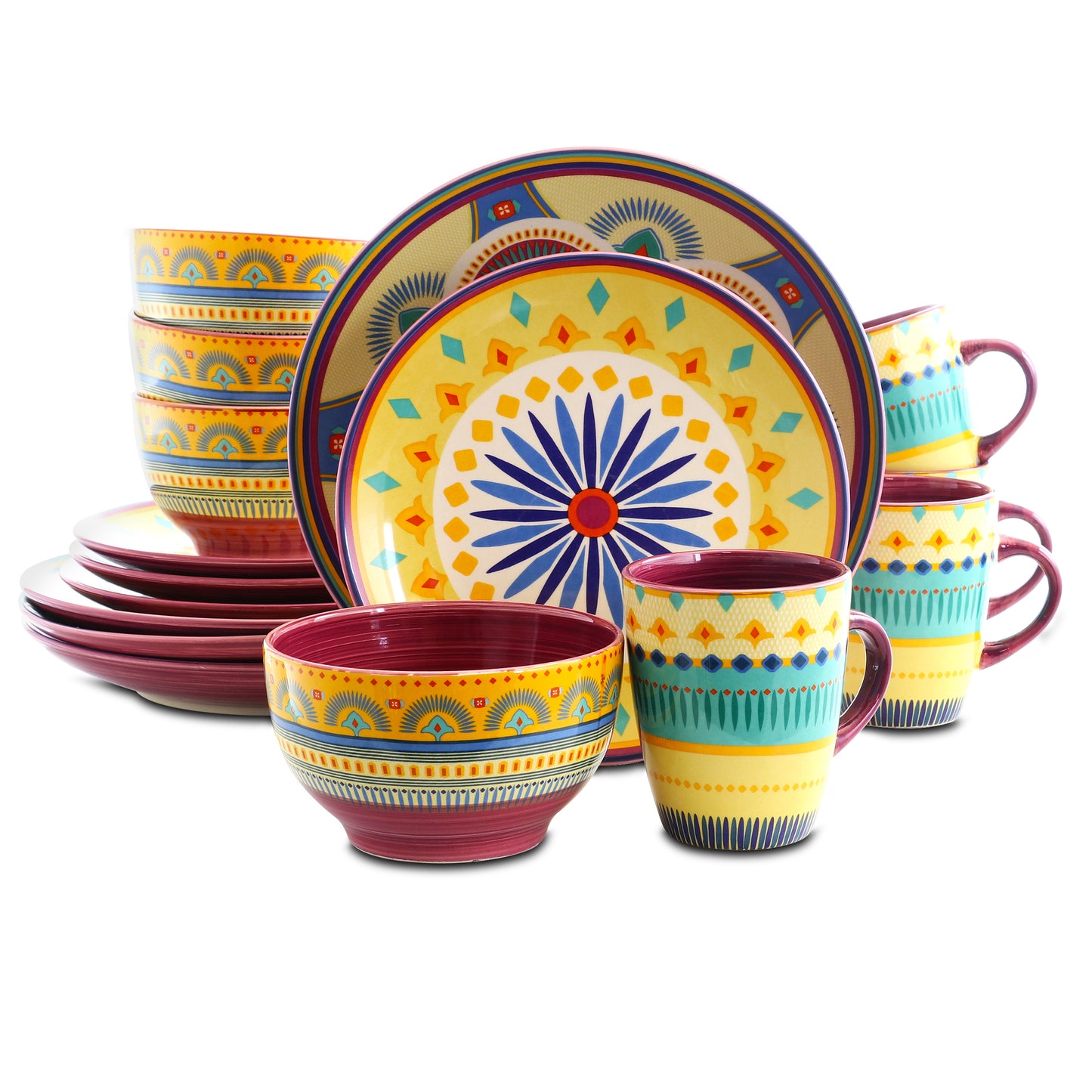 Elama Puesta De Sol 16 pc Stoneware Dinnerware Set