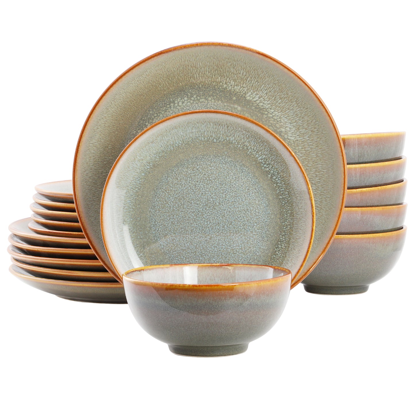 Elama Wilma 18 Piece Round Stoneware Dinnerware Set Light Blue