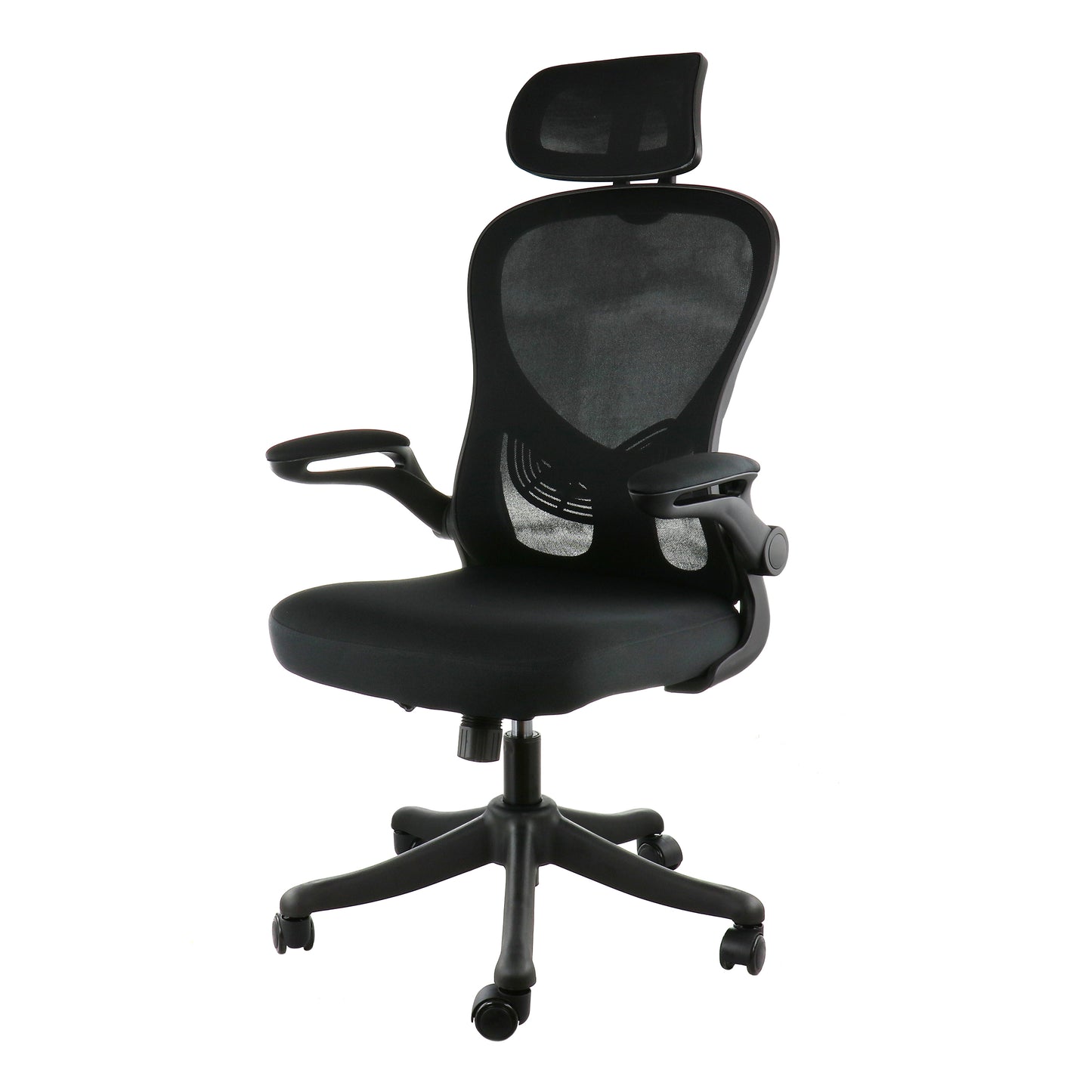 Elama High Back Adjustable Mesh & Fabric Office Chair Black & Gray w Adjustable