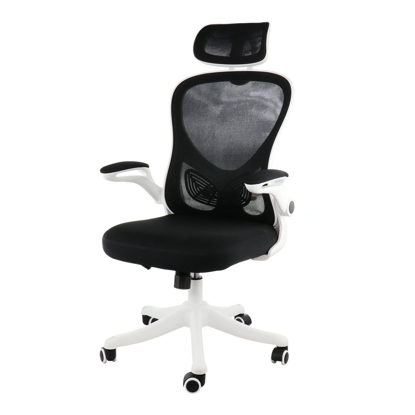 Elama High Back Adjustable Mesh & Fabric Office Chair White & Black w Adjustable