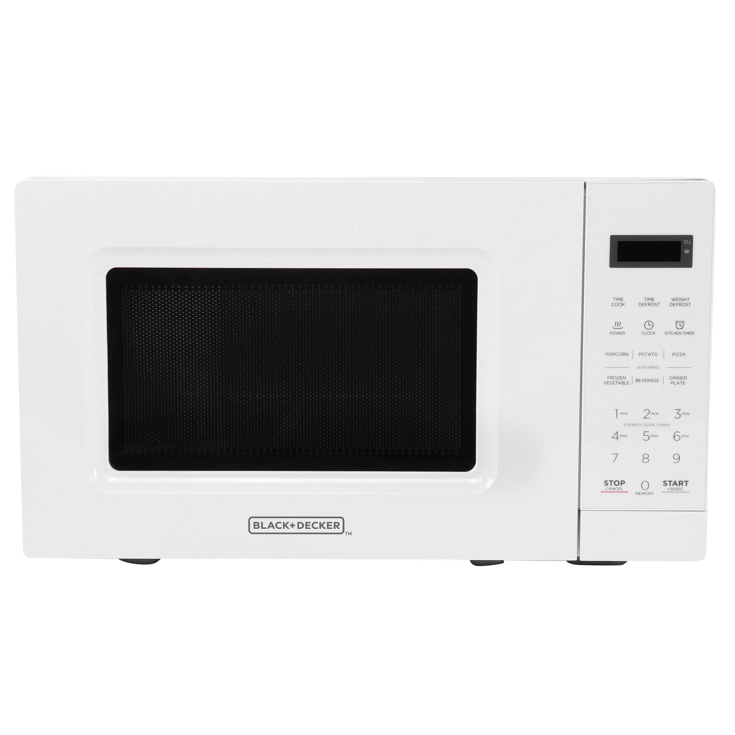 Black & Decker 0.7 Cu Ft 700W LED Digital Microwave Oven in White w Child Safety
