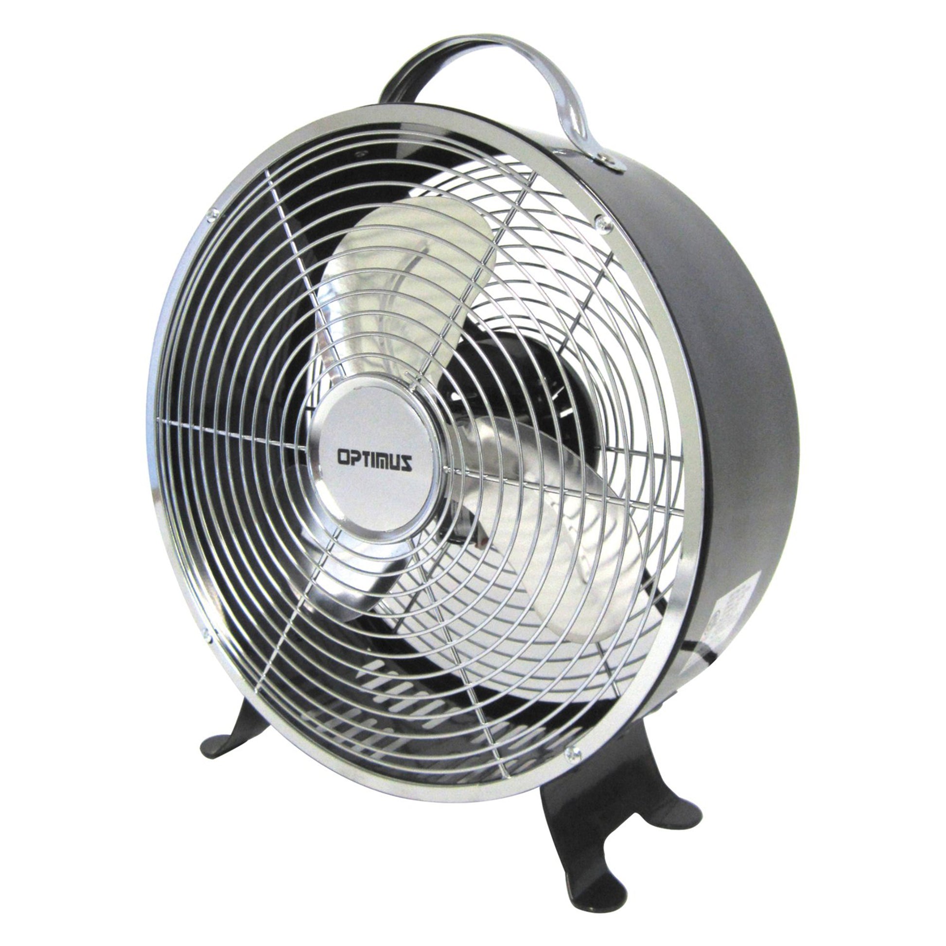 Optimus 10" 2 Speed Portable Retro Drum Fan in Black F-6310RD