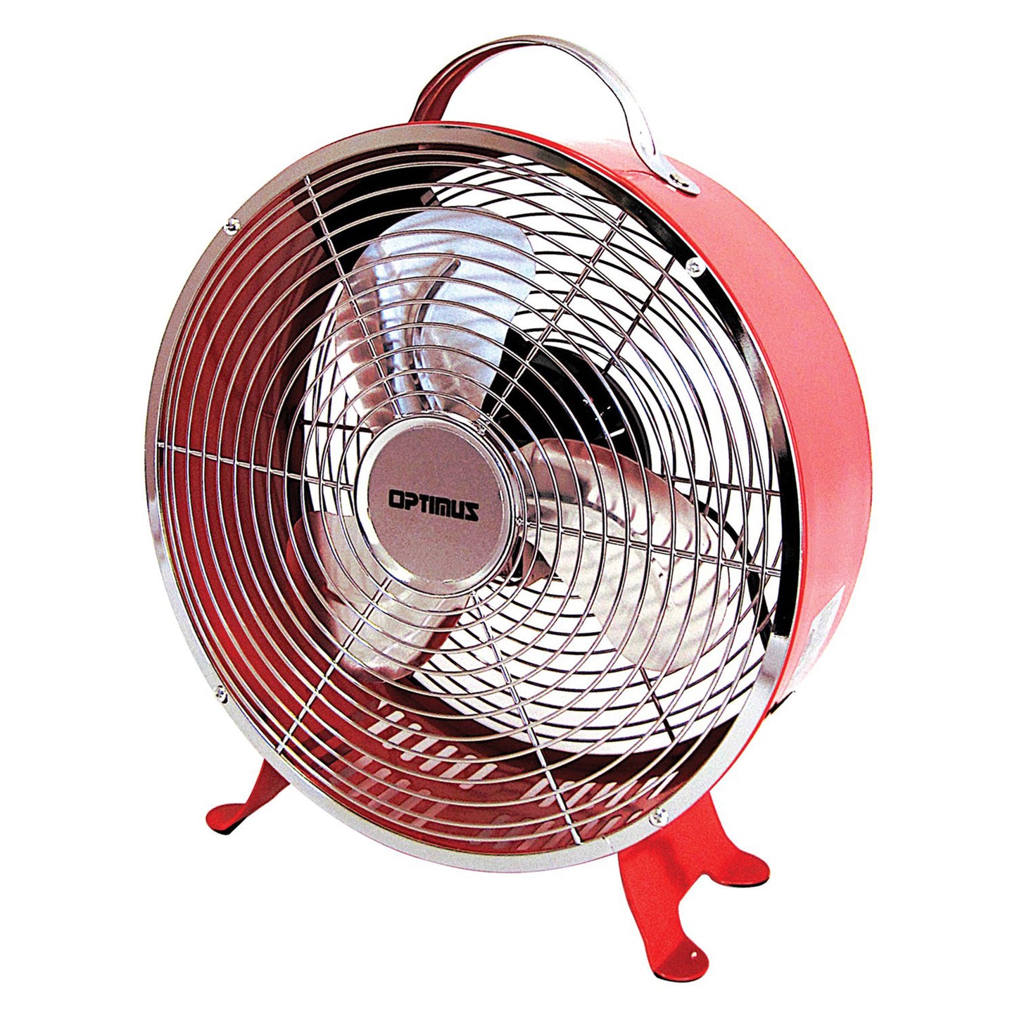 Optimus F-6310RD 10" 2 Speed Portable Retro Drum Fan in Red