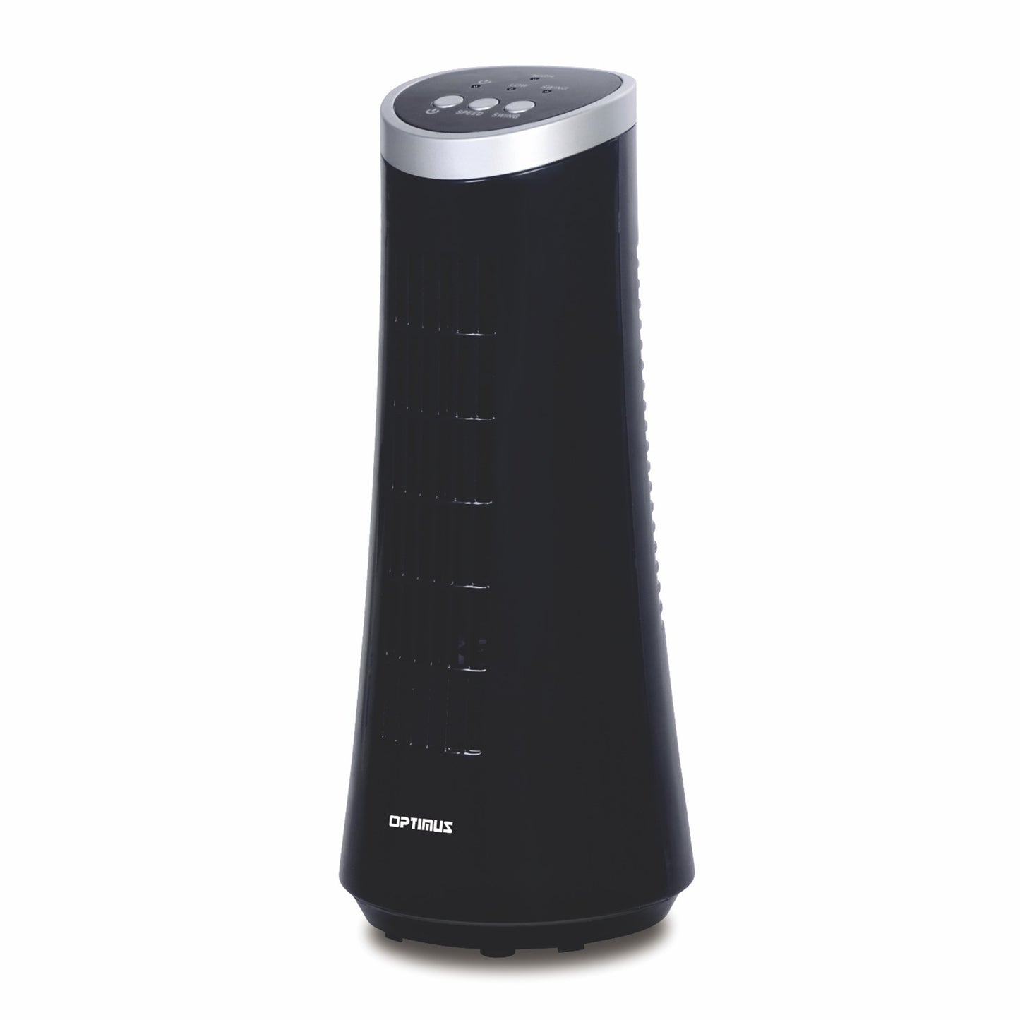 Optimus 12" Desktop Ultra Slim Oscillating Tower Fan LED in Black