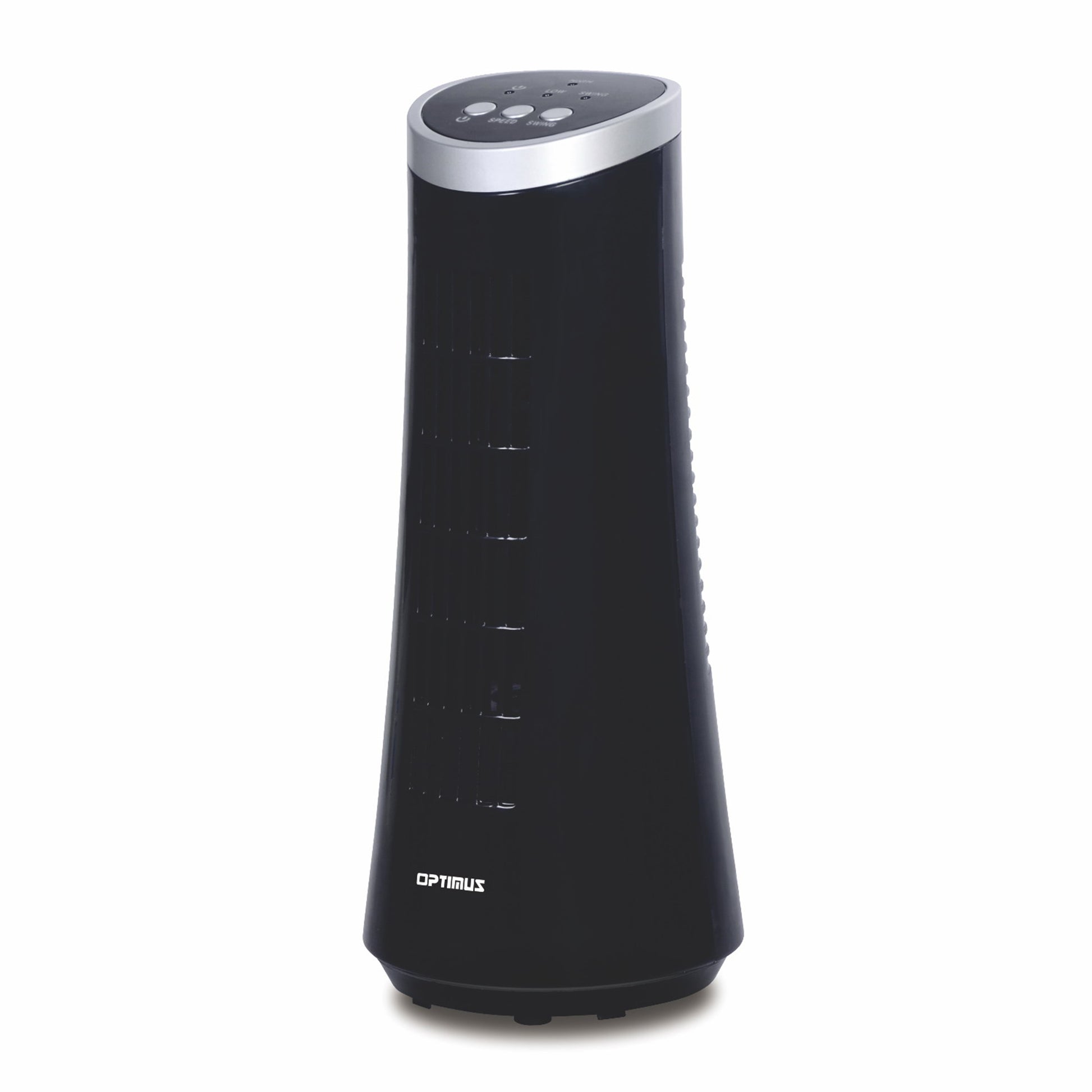 Optimus 12" Desktop Ultra Slim Oscillating Tower Fan LED in Black