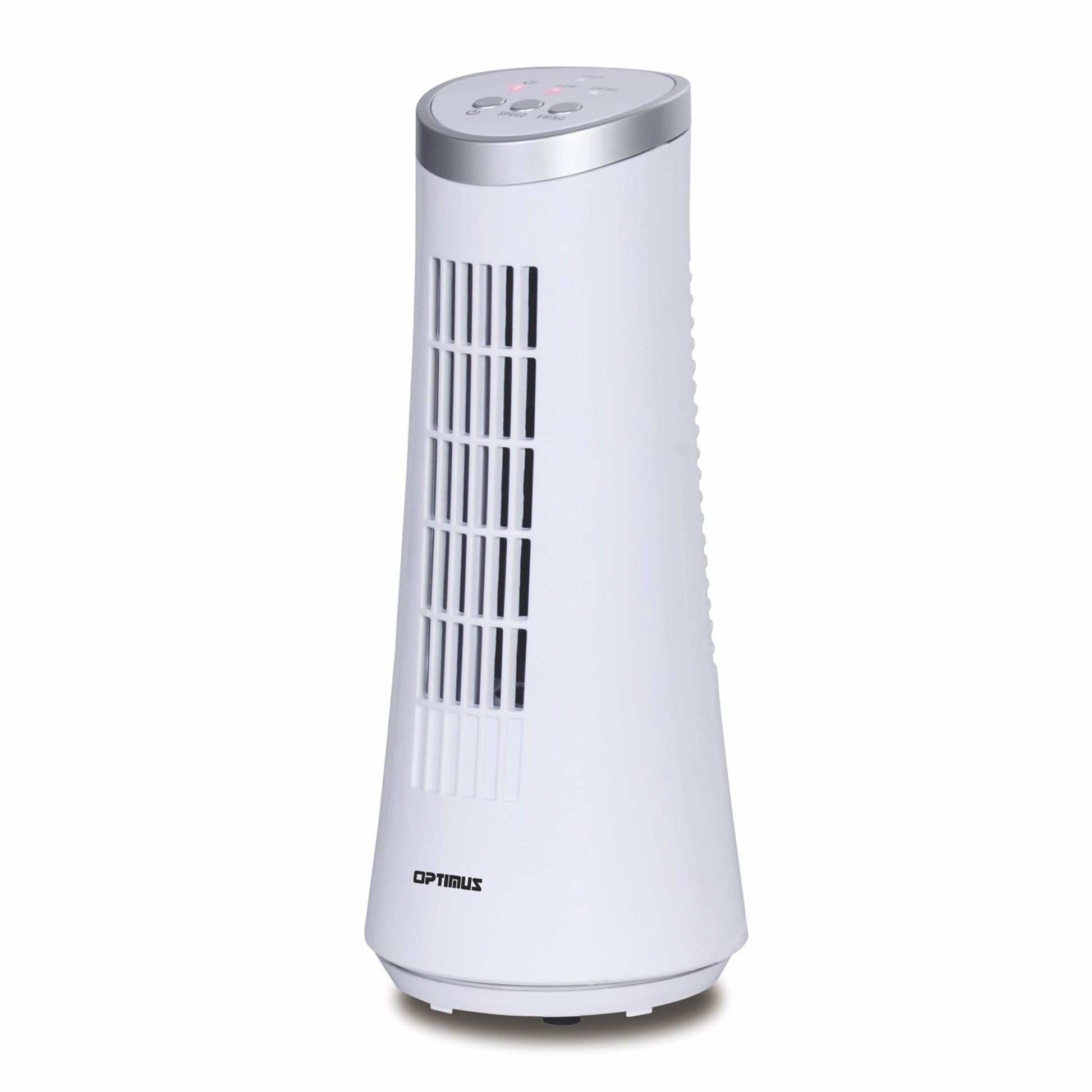 Optimus 12" Desktop Ultra Slim LED Oscillating Tower Fan in White