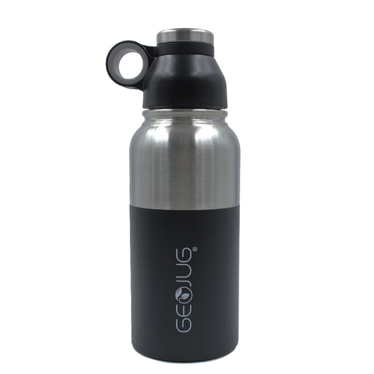 Brentwood GeoJug 32oz Stainless Steel Vacuum Insulated Water Bottle Black