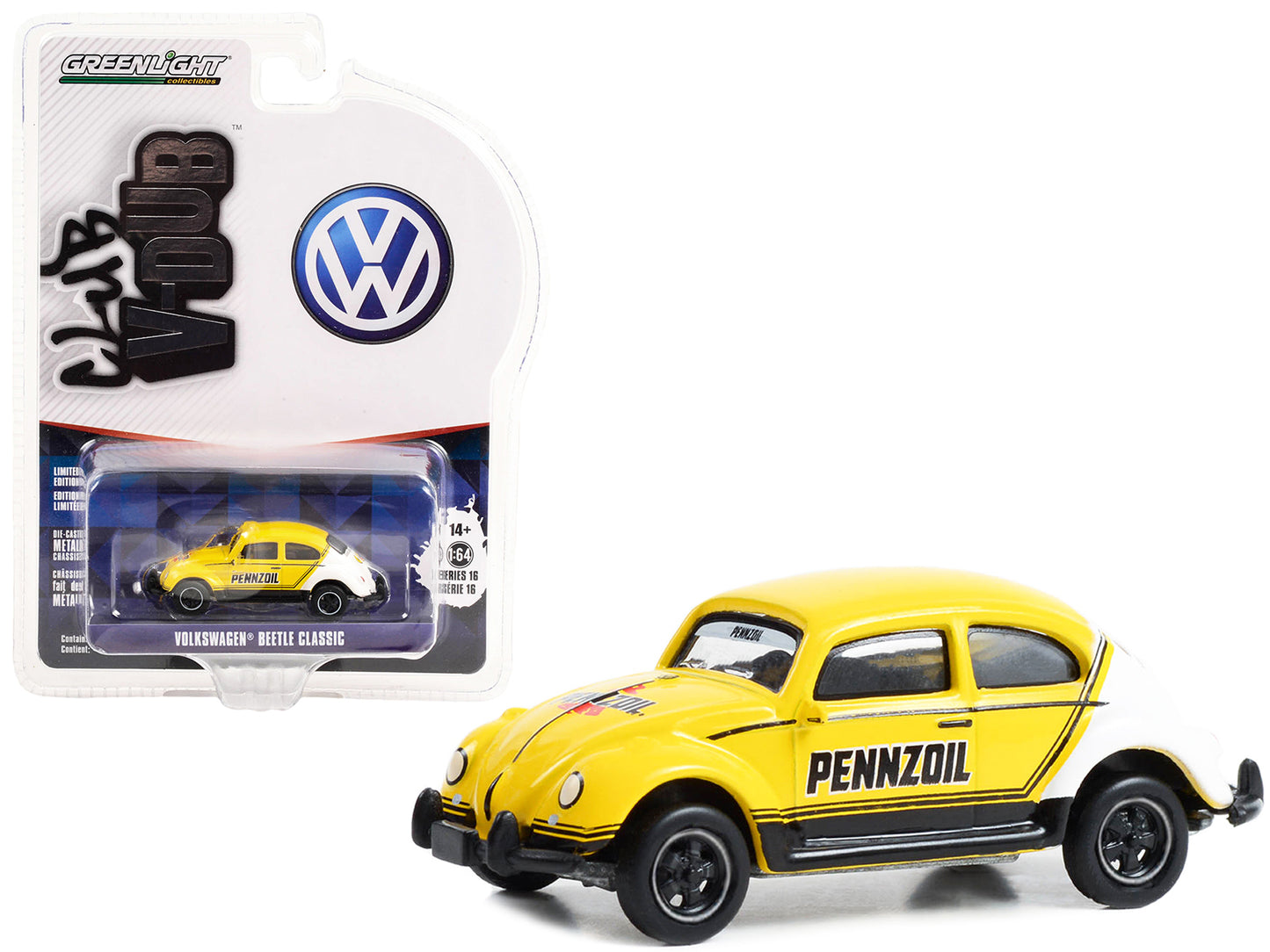 Volkswagen Classic Beetle Yellow White Pennzoil Racing Club Vee V-Dub Series 16