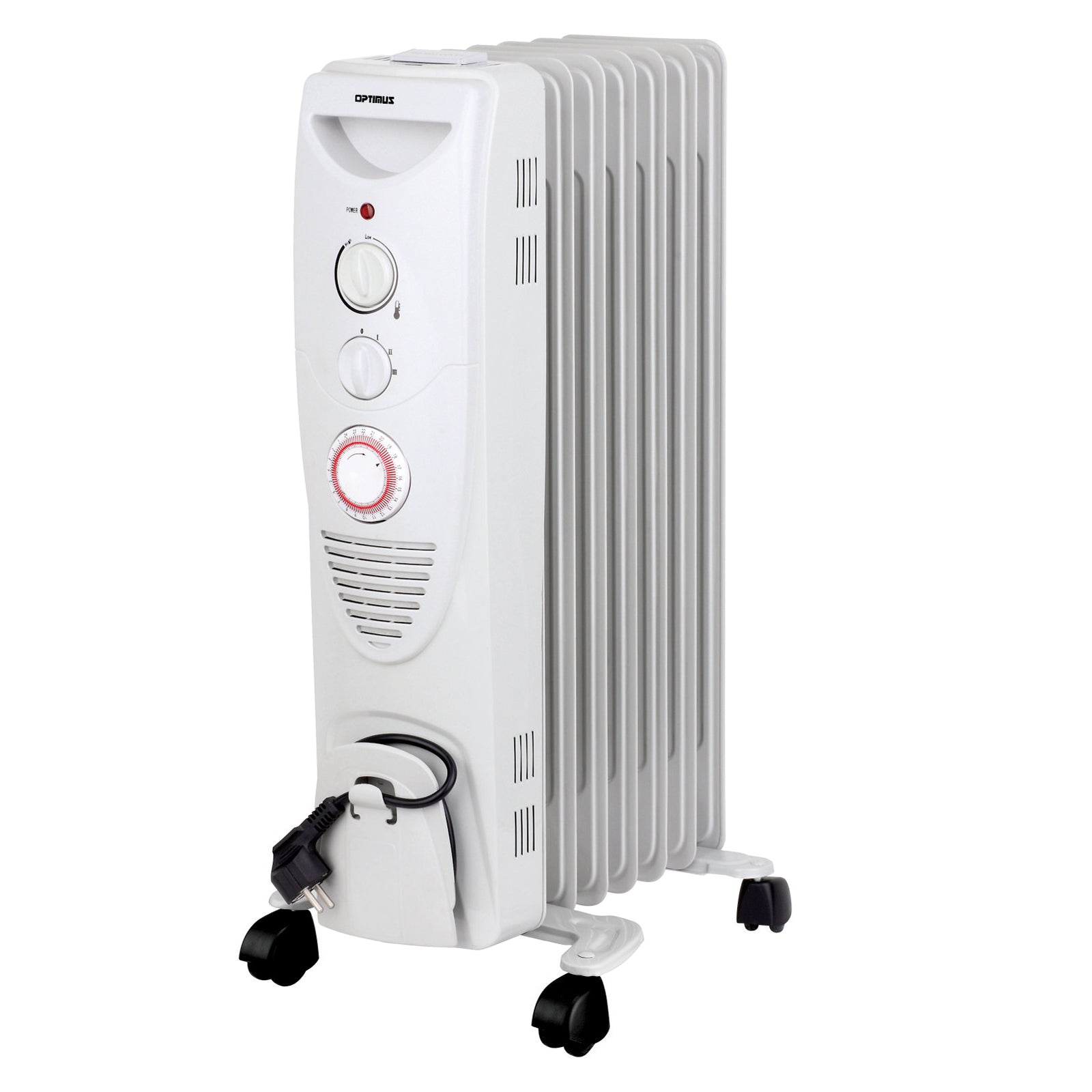 Optimus Portable 7 Fins Oil Filled Radiator Heater w Timer