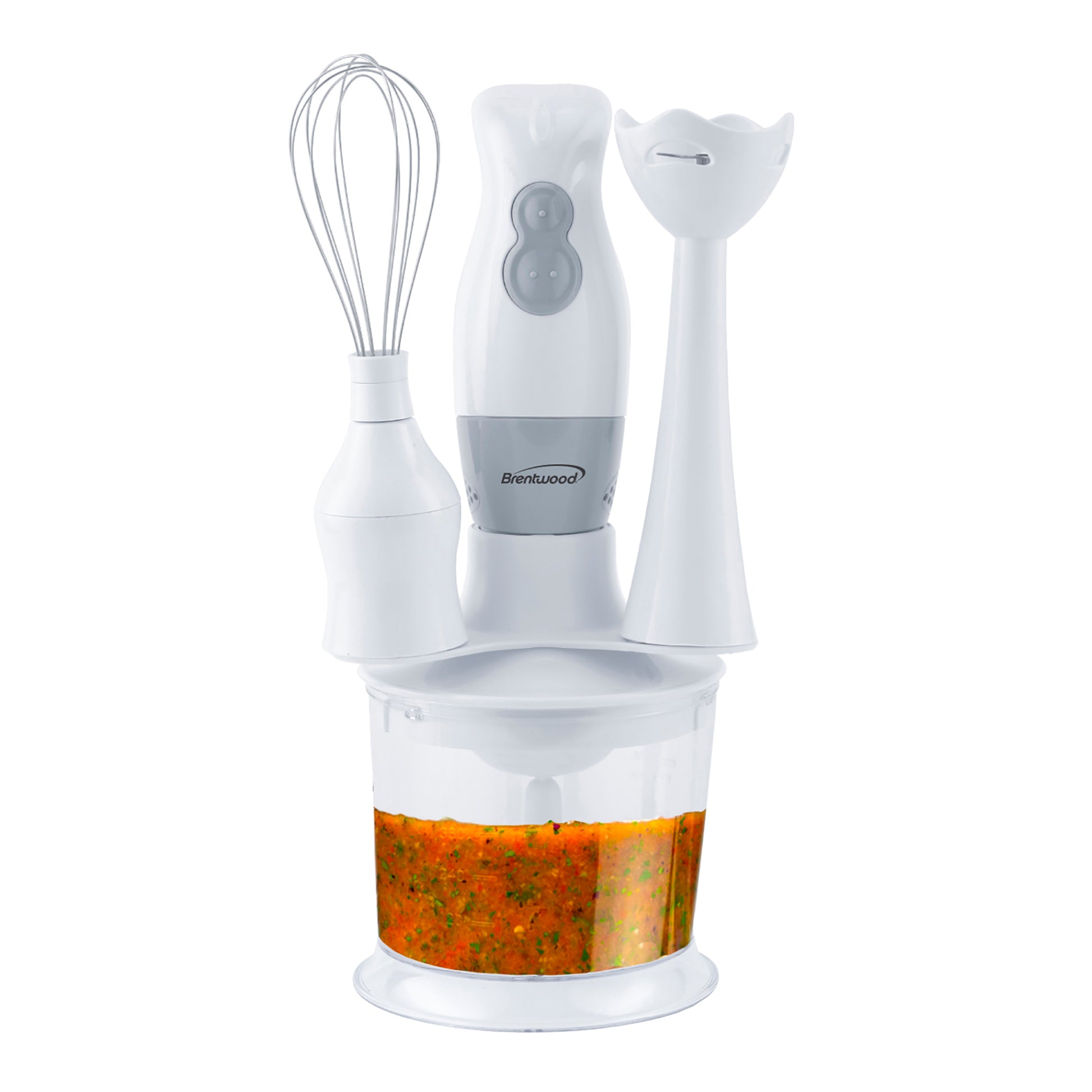 Brentwood HB-38W 2 Speed Hand Blender w Balloon Whisk in White