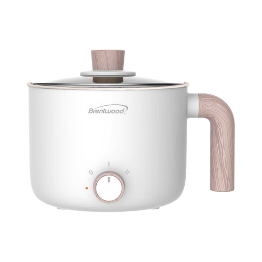 Brentwood 1.5L Multi-Function Electric Hot Pot Cooker Ceramic Non-Stick in White