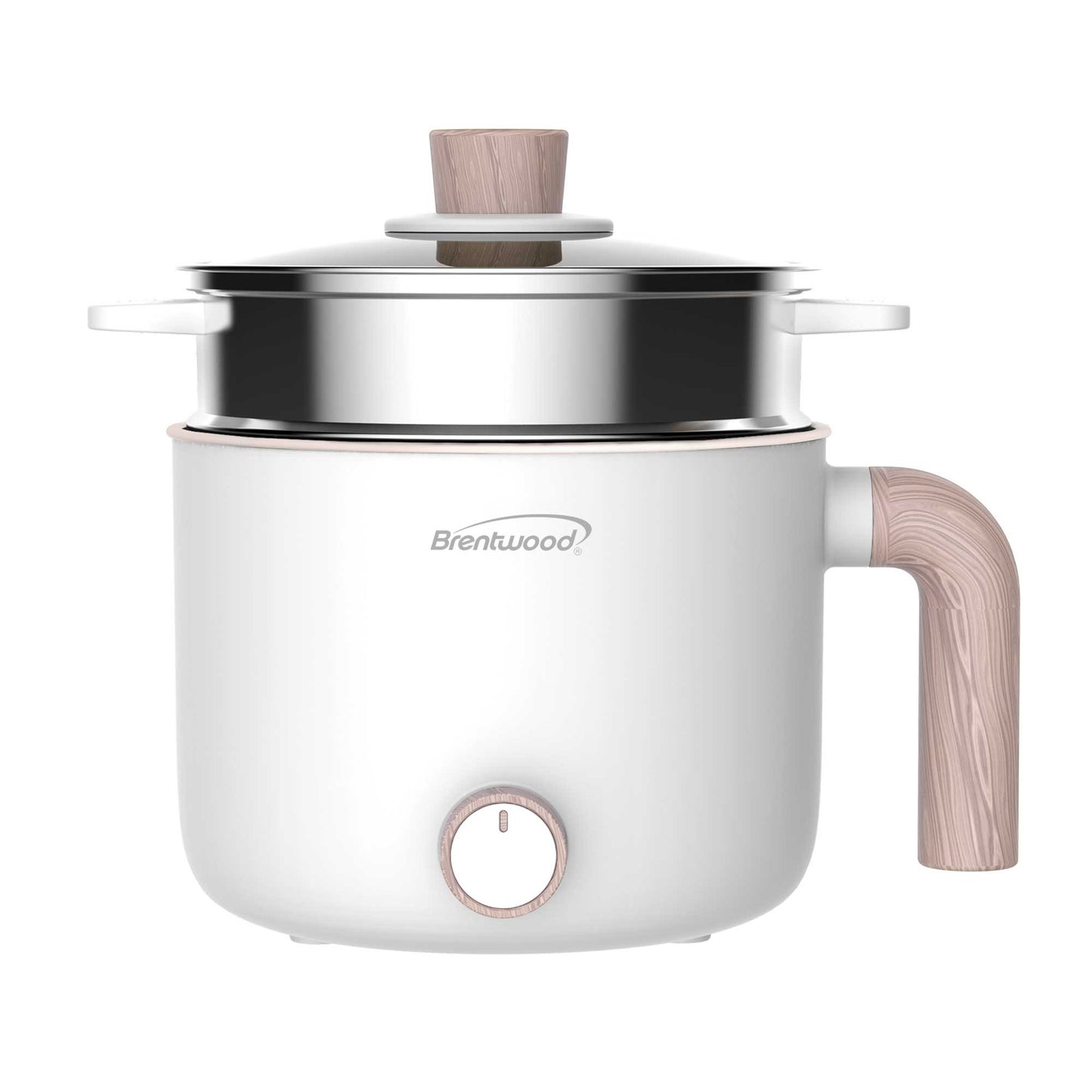 Brentwood 1.5 Liter Multi-Function Electric Hot Pot Cooker in White w Ceramic No