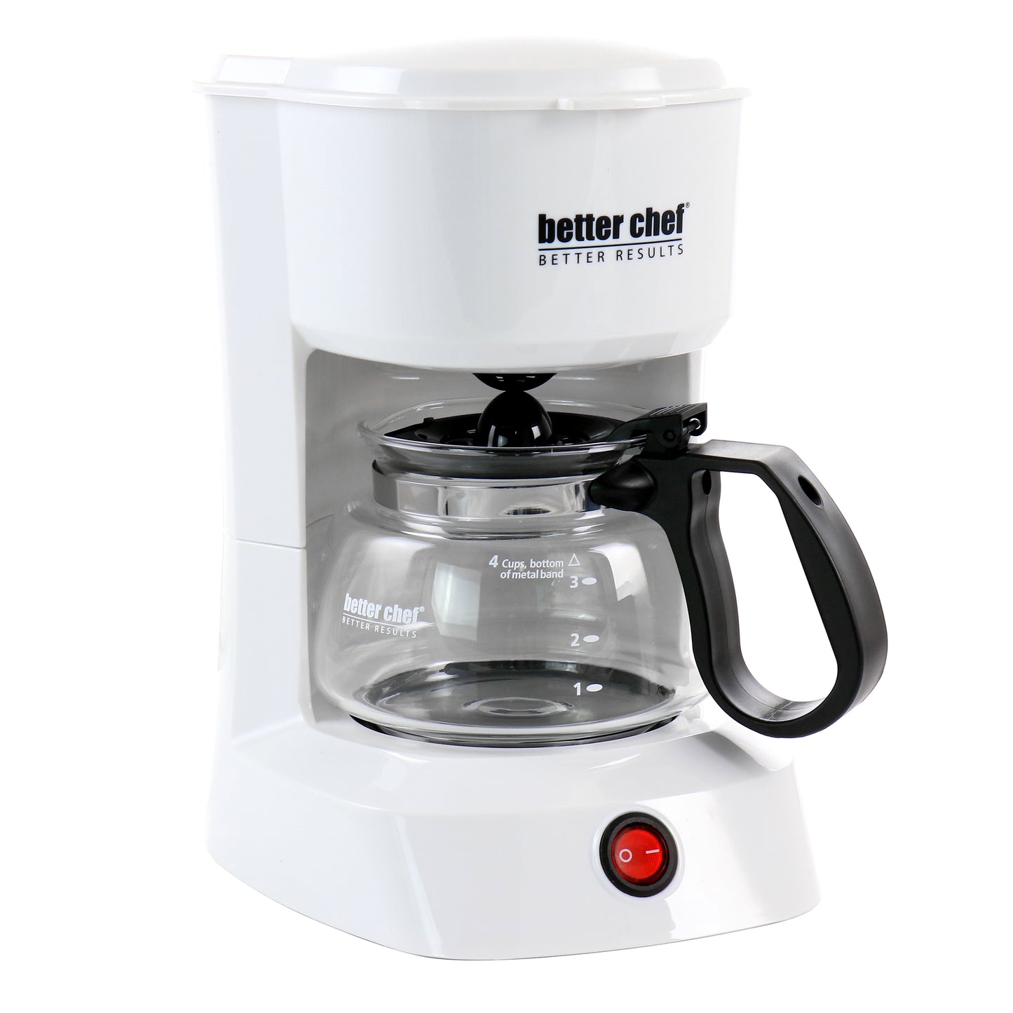 Better Chef 4 Cup Compact Coffee Maker in White w Removable Filter Basket
