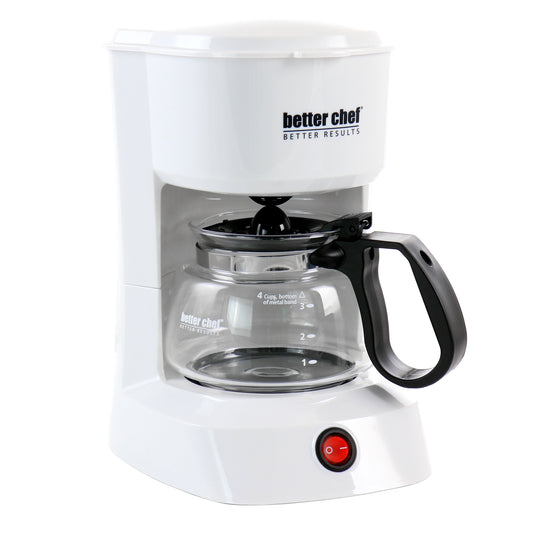 Better Chef 4 Cup Compact Coffee Maker in White w Removable Filter Basket