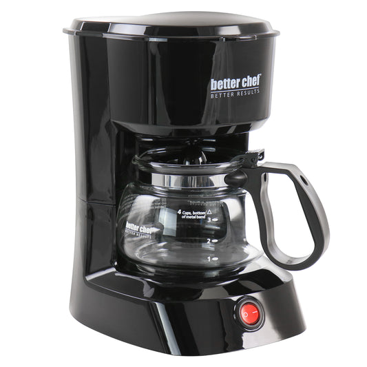 Better Chef 4 Cup Compact Coffee Maker in Black w Removable Filter Basket
