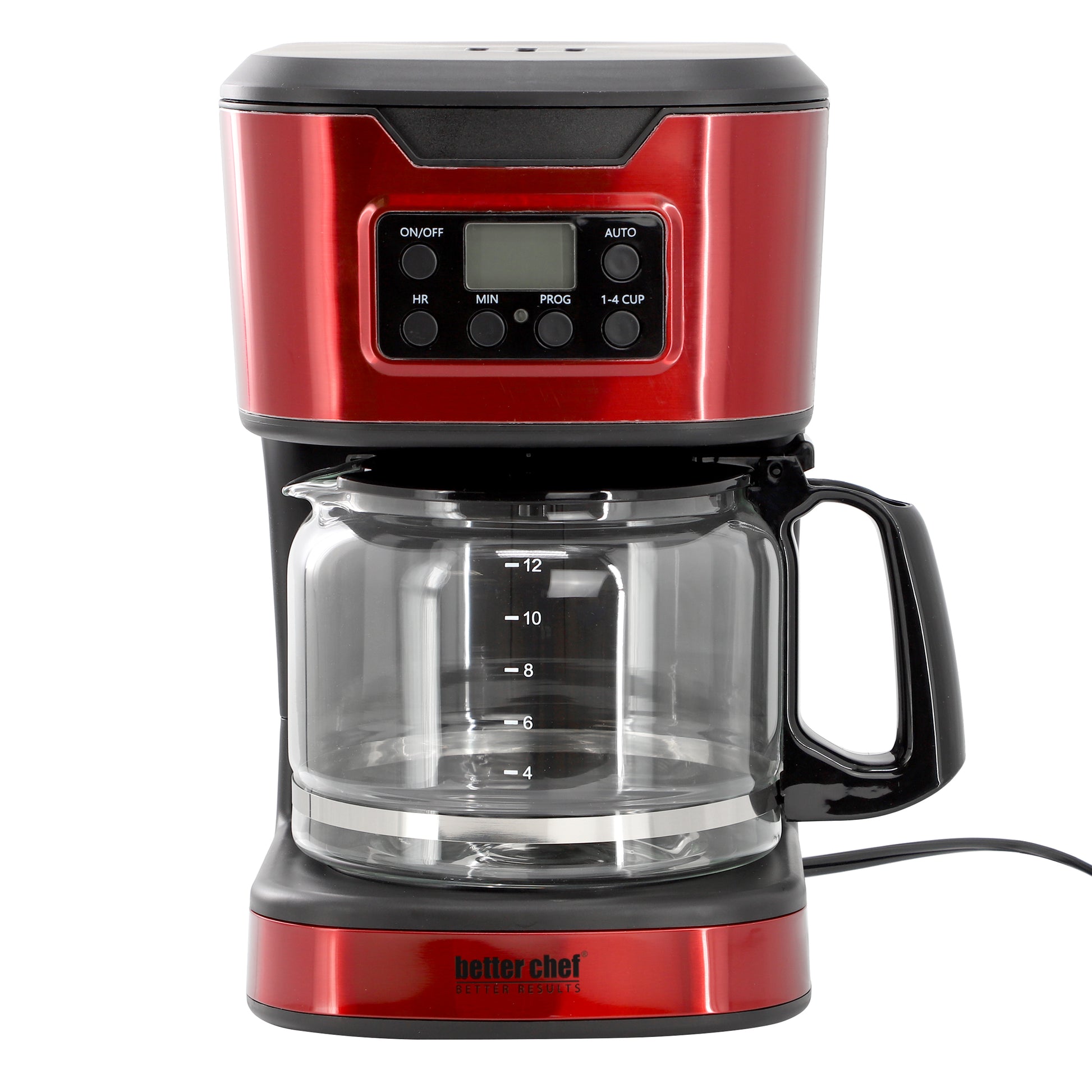 Better Chef 12 Cup Stainless Steel Programmable Coffee Maker in Red