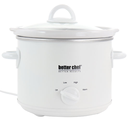 Better Chef 3 Qt Round Slow Cooker w Removable Stoneware Crock in White
