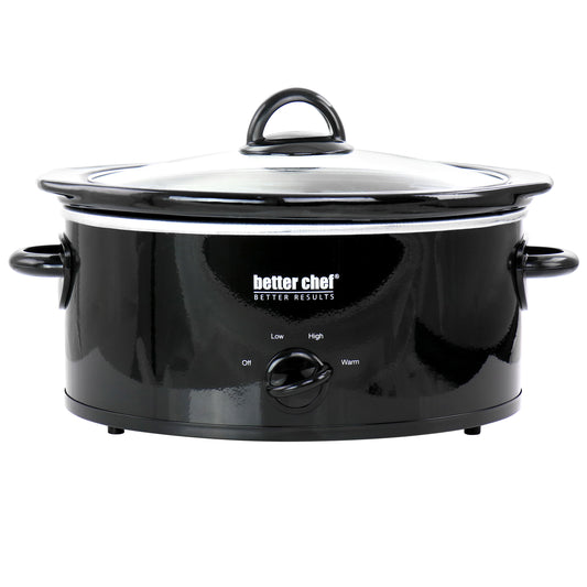 Better Chef 3 Qt Oval Slow Cooker w Removable Stoneware Crock in Black