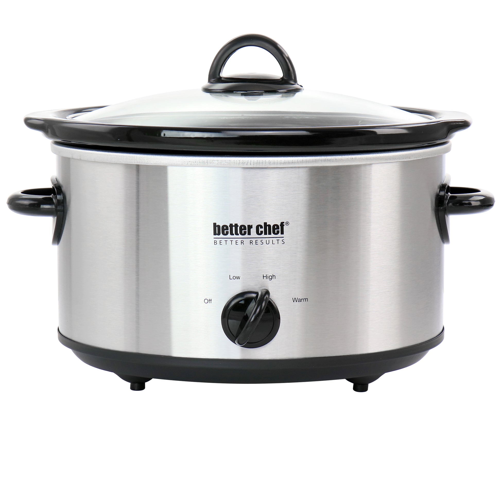 Better Chef 4 Qt Oval Slow Cooker w Removable Stoneware Crock in Stainless Stee