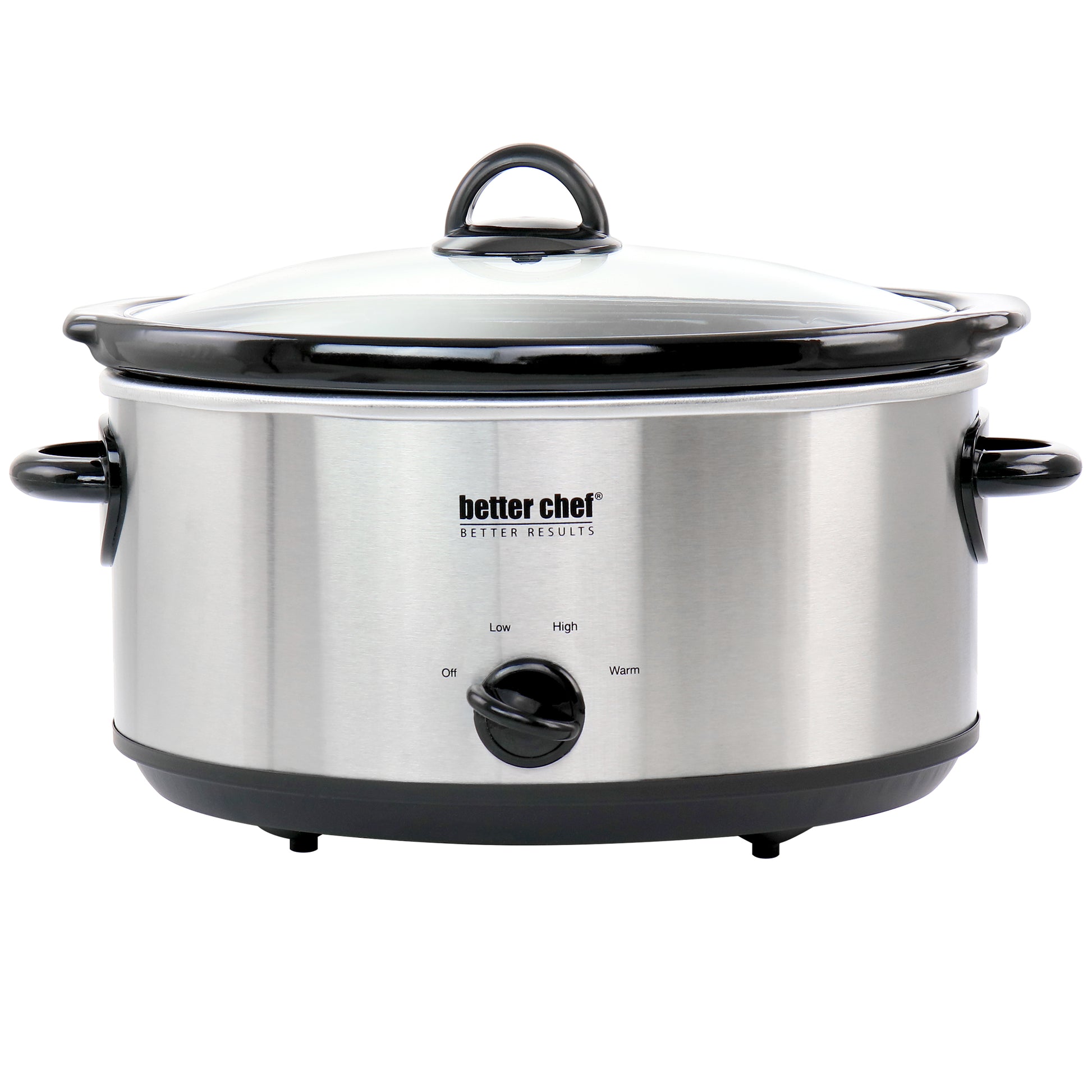 Better Chef 6 Qt Oval Slow Cooker w Removable Stoneware Crock in Stainless Stee