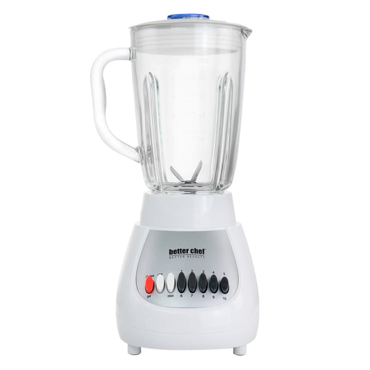 Better Chef 10-Speed 350 Watt 42 oz Glass Jar Blender in White/Silver