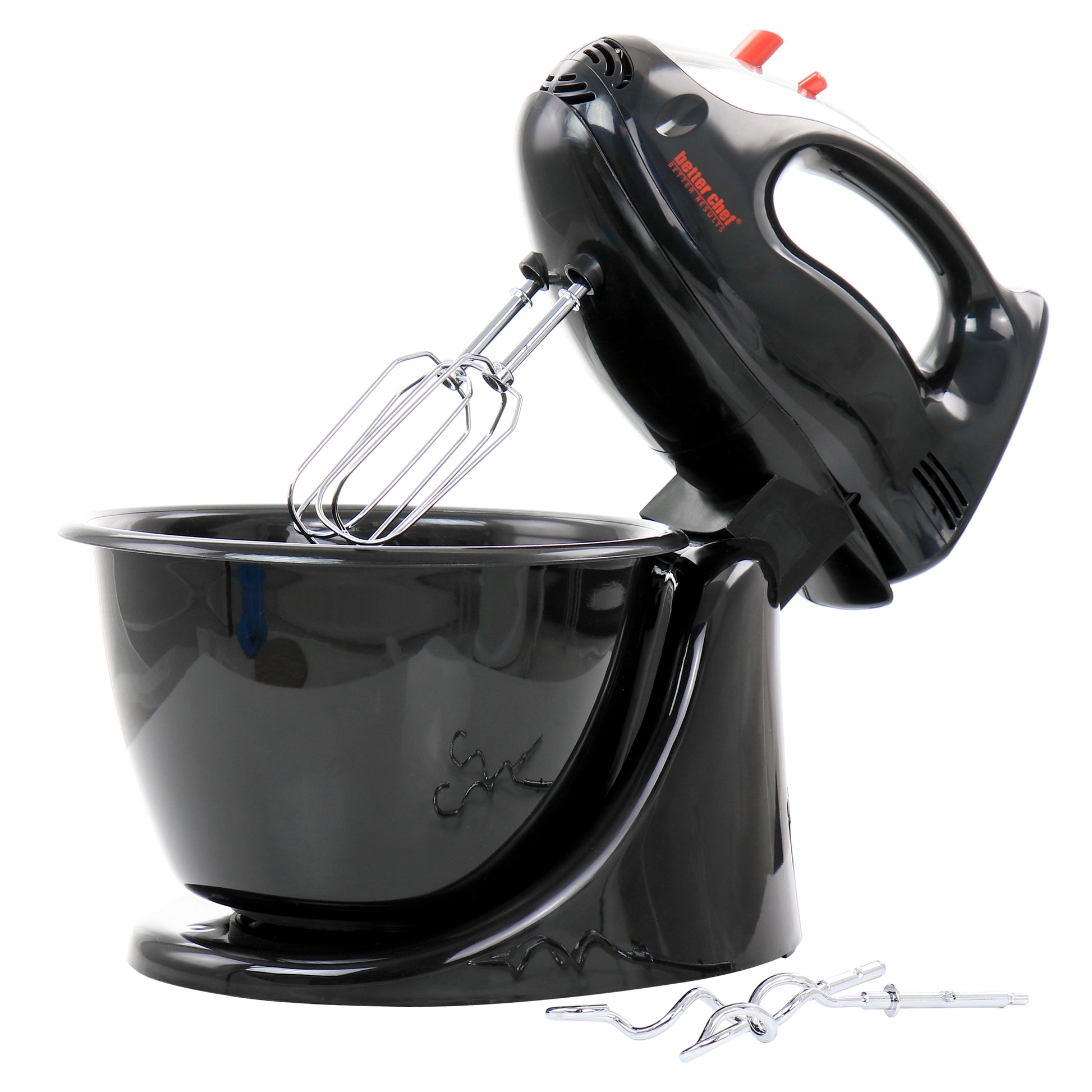 Better Chef 200 Watt Stand/Hand Mixer in Black w Mixing Bowl