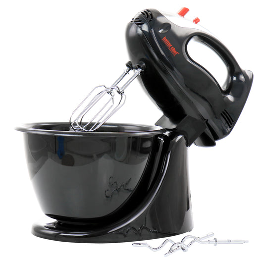 Better Chef 200 Watt Stand/Hand Mixer in Black w Mixing Bowl