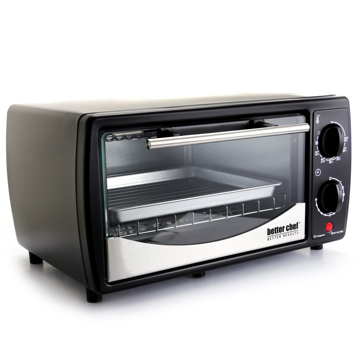 Better Chef 9 Liter Toaster Oven Broiler- Black w Stainless Steel Front