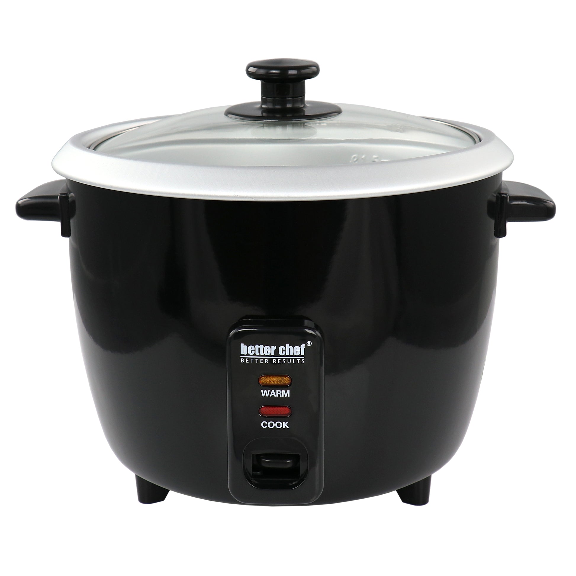 Better Chef 8 Cup Automatic Rice Cooker in Black w Rice Paddle & Measuring Cup