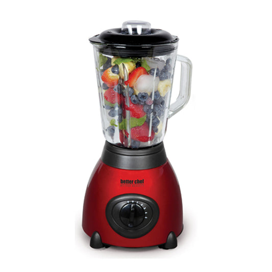 Better Chef 500W 48 oz Glass Jar 5-Speed Stainless Steel Blender w Pulse