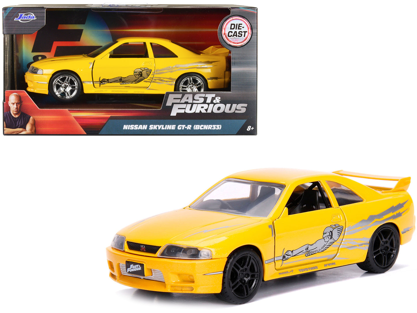 Leon's Nissan Skyline GT-R BCNR33 Yellow Metallic w Graphics Fast & Furious Ser