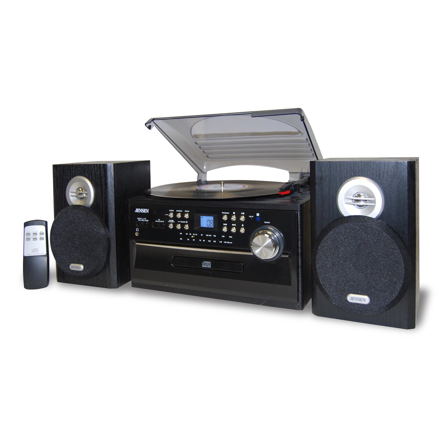 Jensen 3-Speed Stereo Turntable w CD System Cassette & AM/FM Stereo Radio