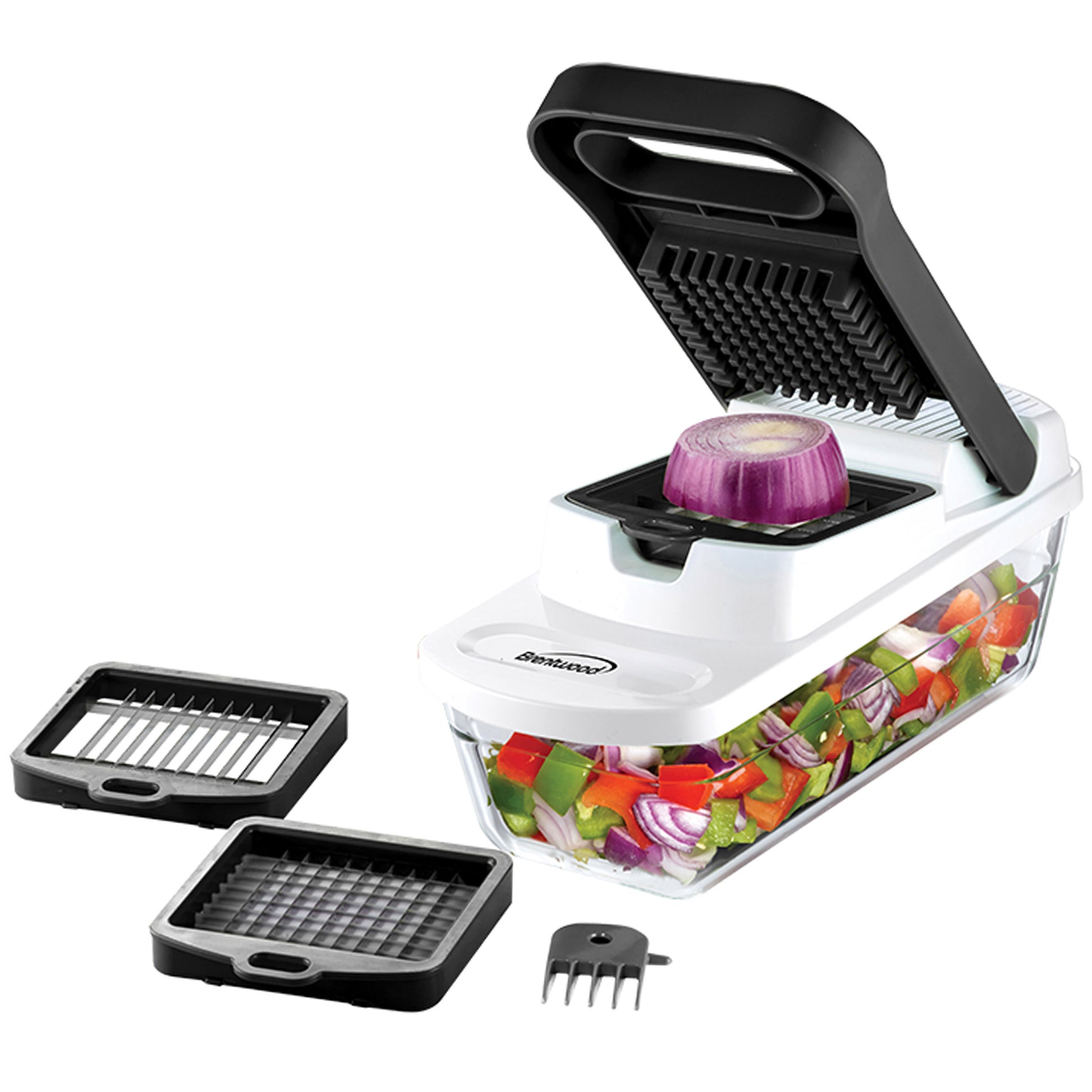 Brentwood Pro Food Chopper & Vegetable Dicer w 6.3 Cup Storage Container in Bla
