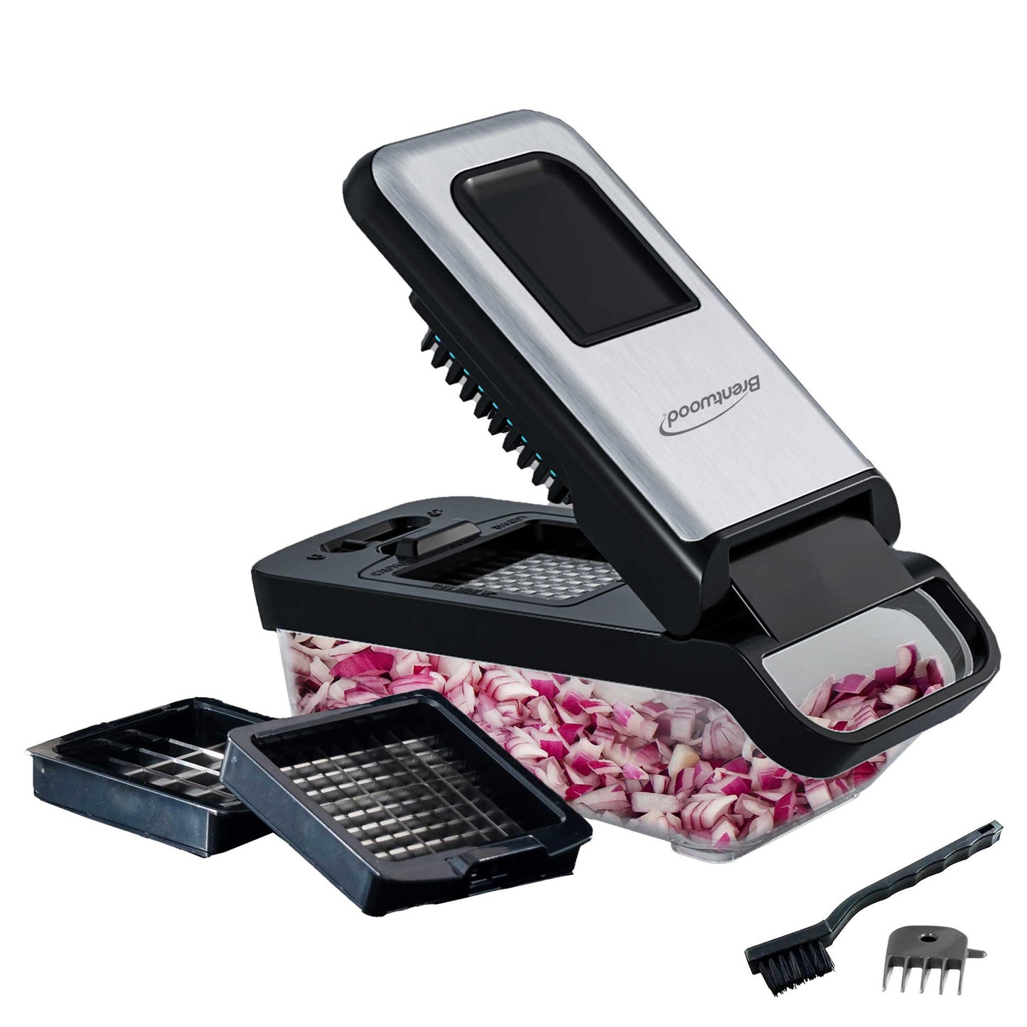 Brentwood 3.6 Cup  Vegetable Chopper in Black w 2 Interchangeable Blades