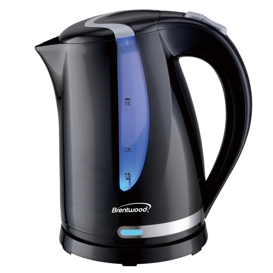 Brentwood 1.7L 1100W 360 Cordless Electric Kettle in Black w Concealed Stainless