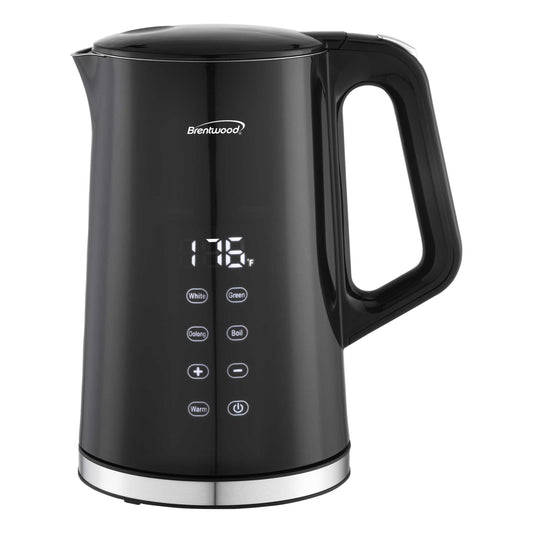 Brentwood 1.7L 1100W BPA Free 360 Cordless Cool Touch Digital Electric Kettle in